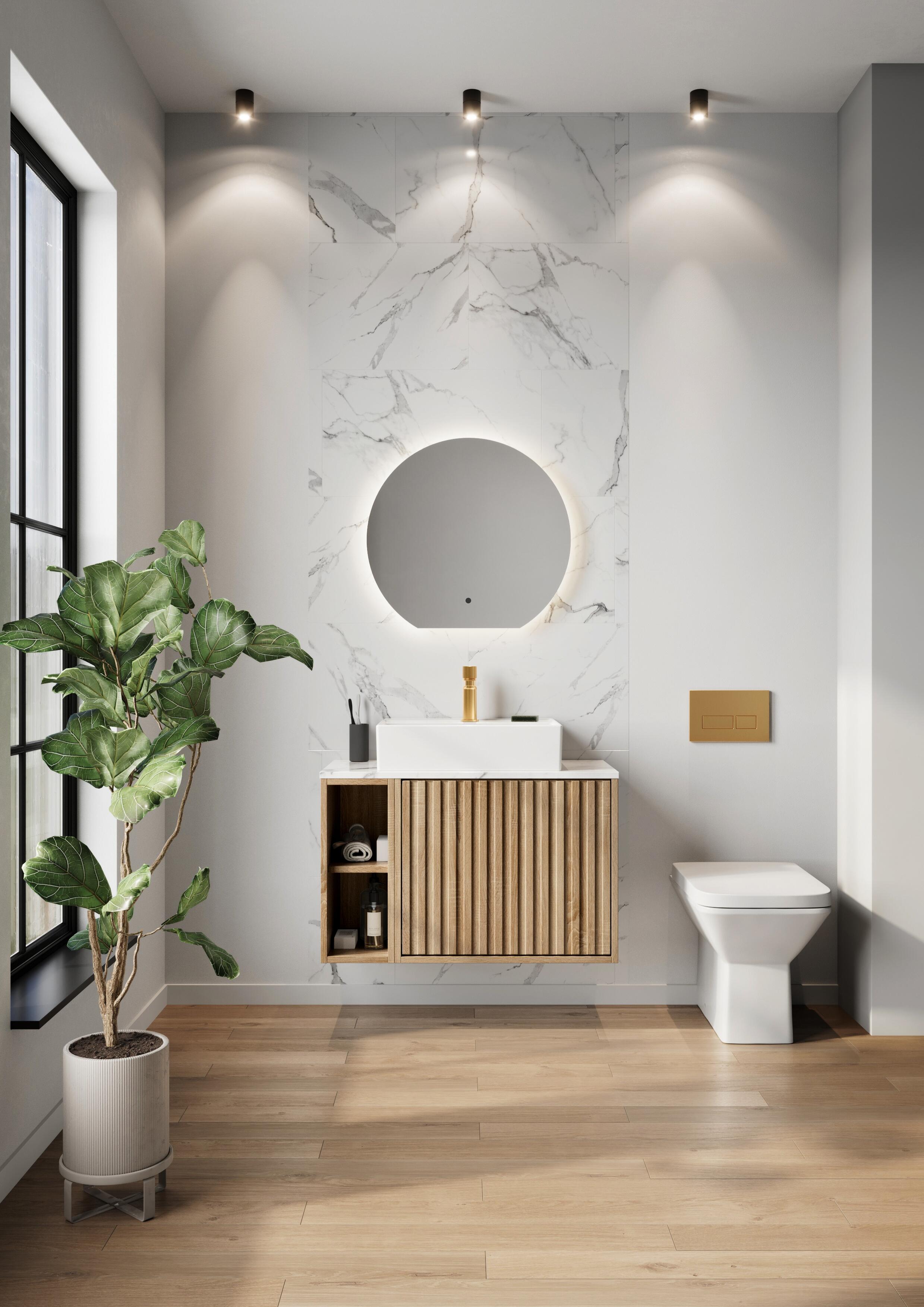 Scudo Alba LED mirror, rectangular, 800mm x 746mm