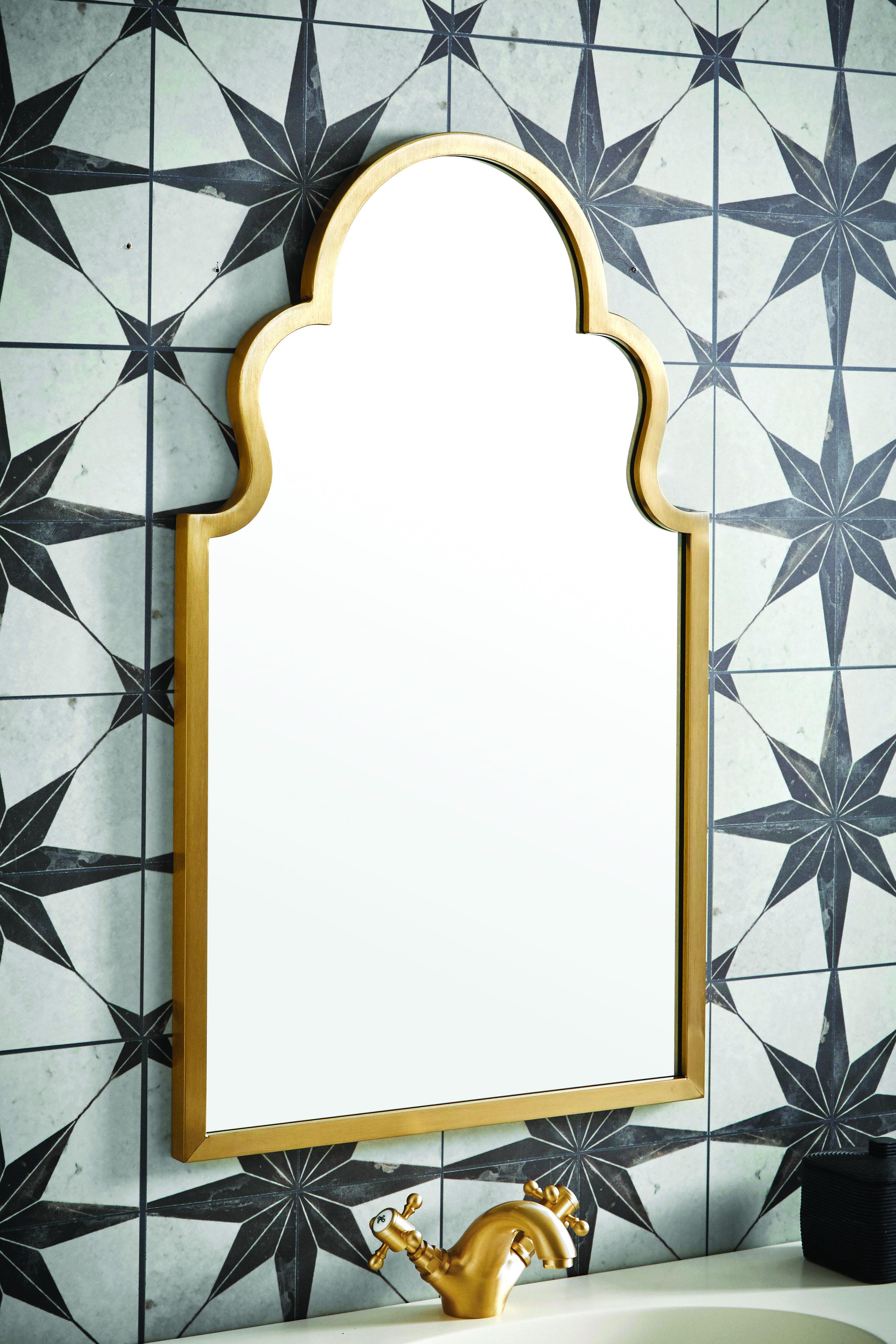Scudo Harrogate aged brass Victorian-style mirror, 830mm x 500mm