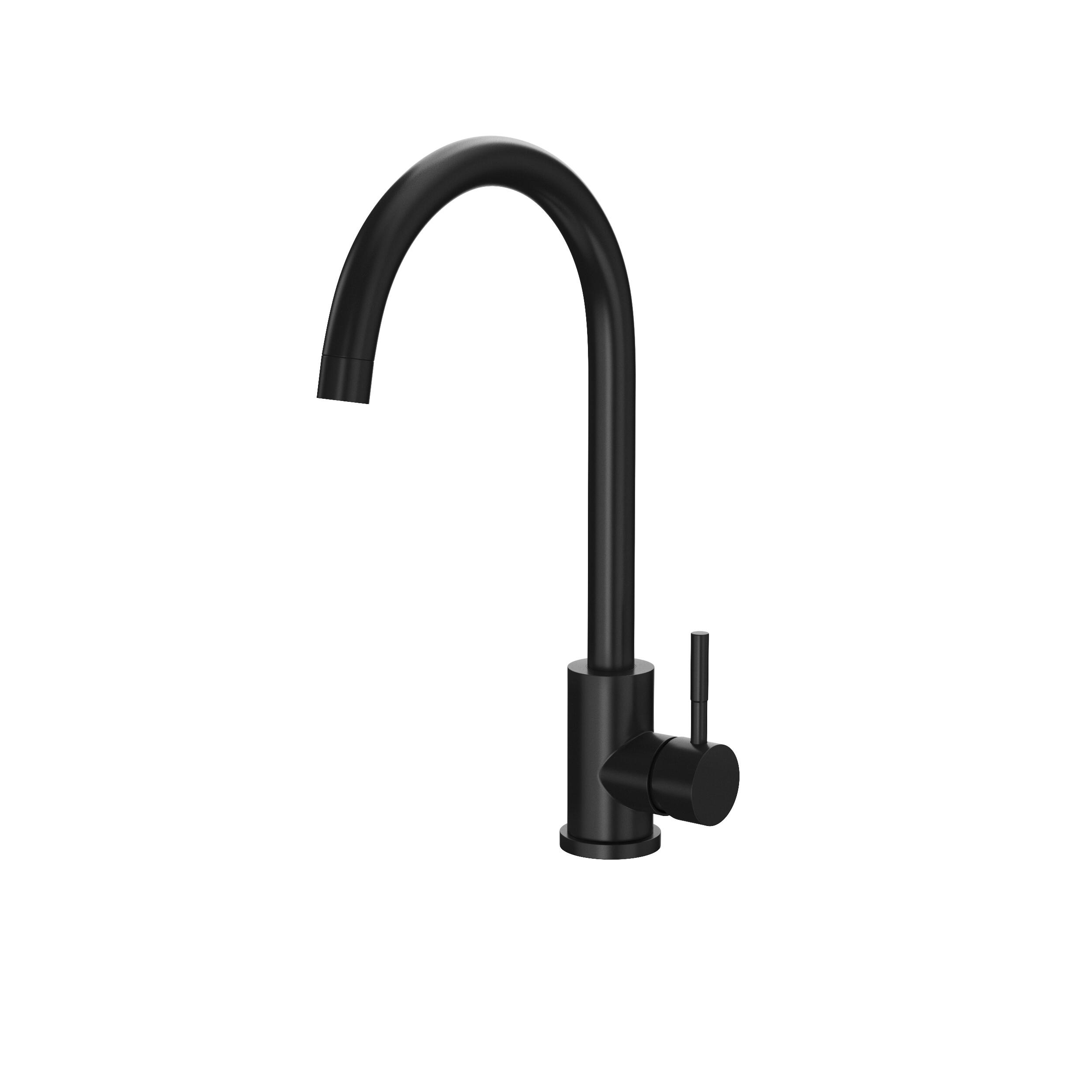 Scudo Manhattan black stainless steel kitchen mono mixer tap with lever handle