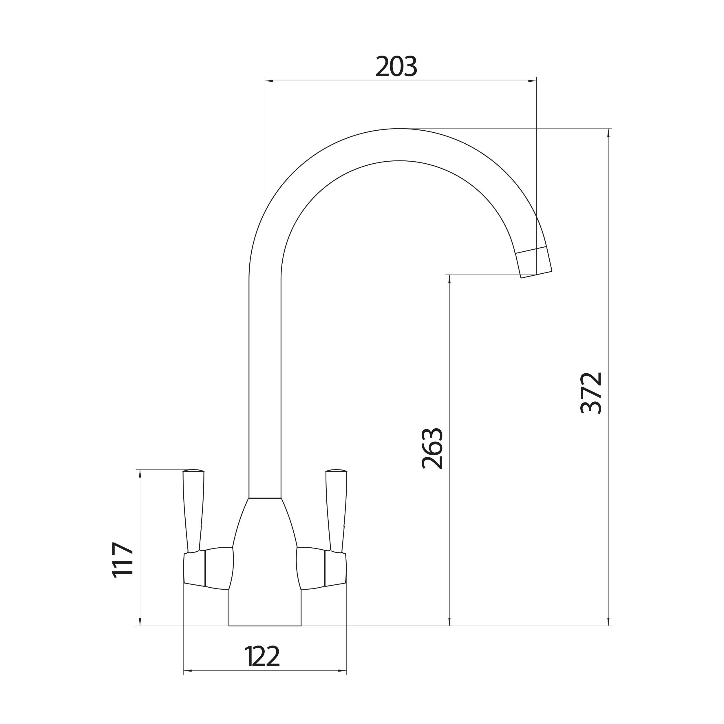 Scudo Marlo 1 tap hole kitchen tap, brushed nickel finish, lever handle, swivel spout