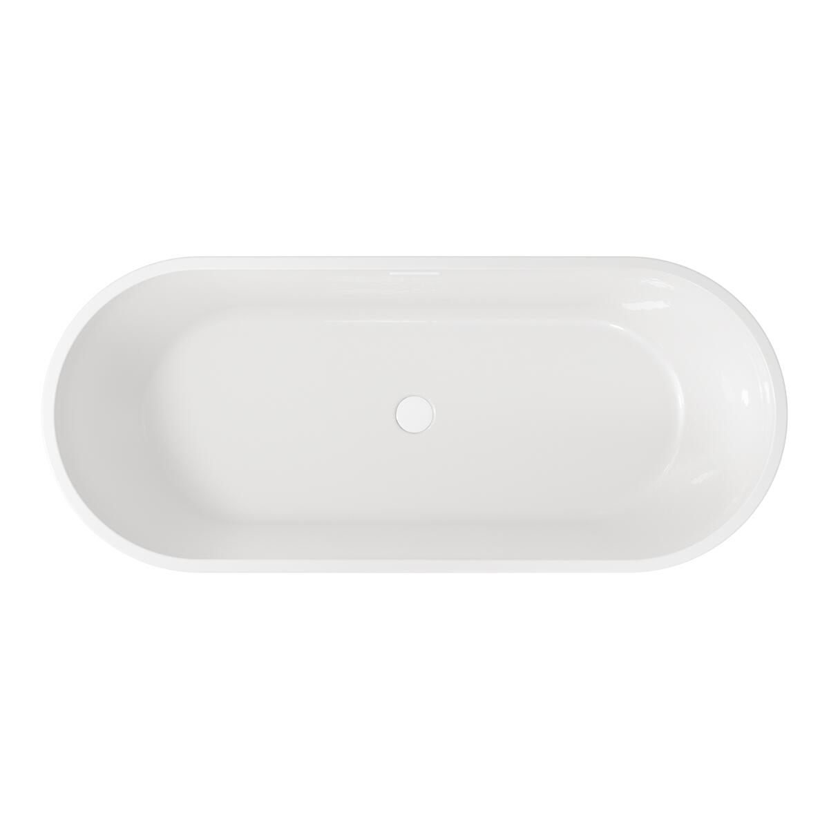 Scudo Form white acrylic freestanding bath, pill shape, 1650mm x 700mm