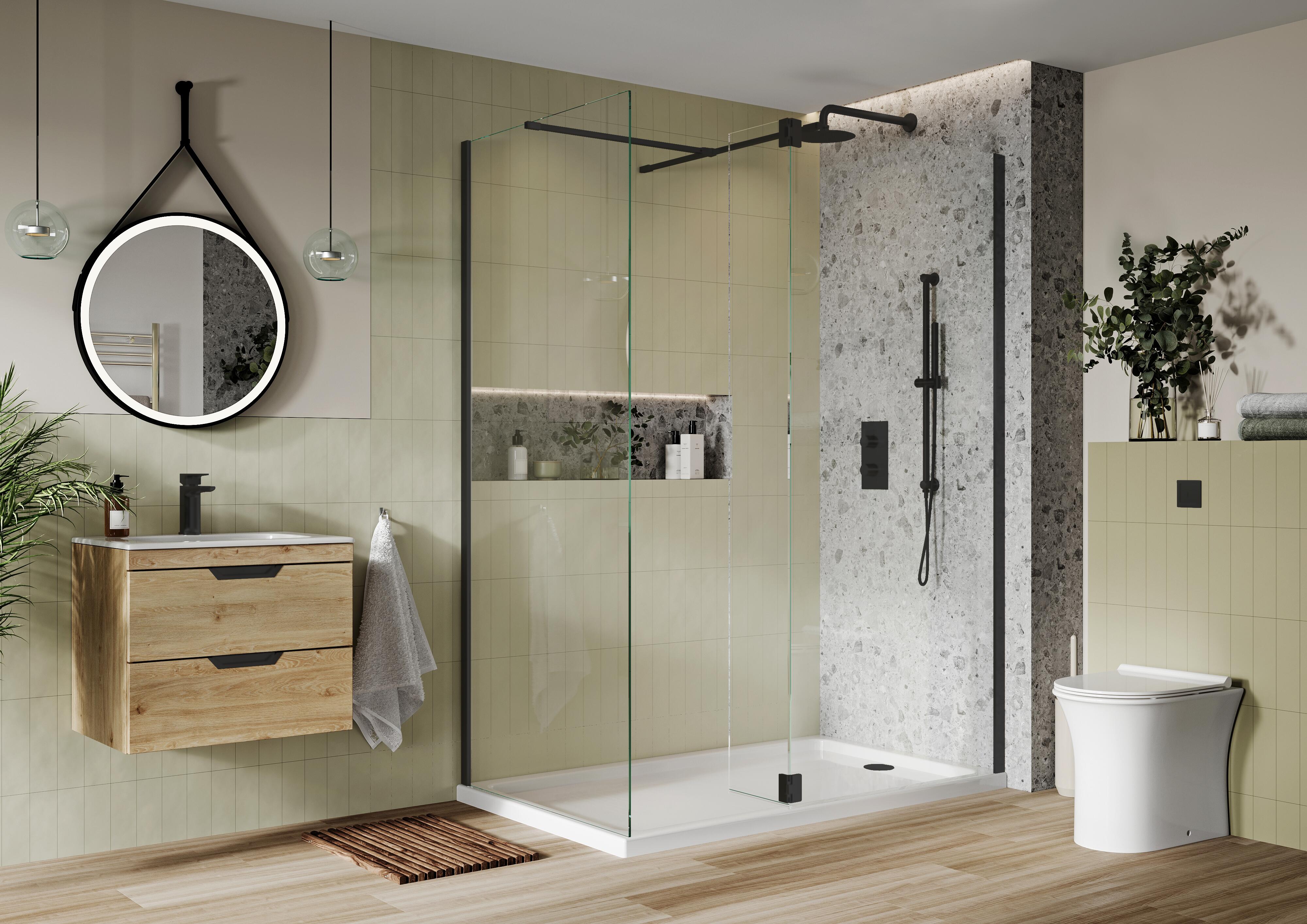 Scudo S8 clear glass hinged flipper panel, 2000mm x 300mm, 6mm toughened safety glass