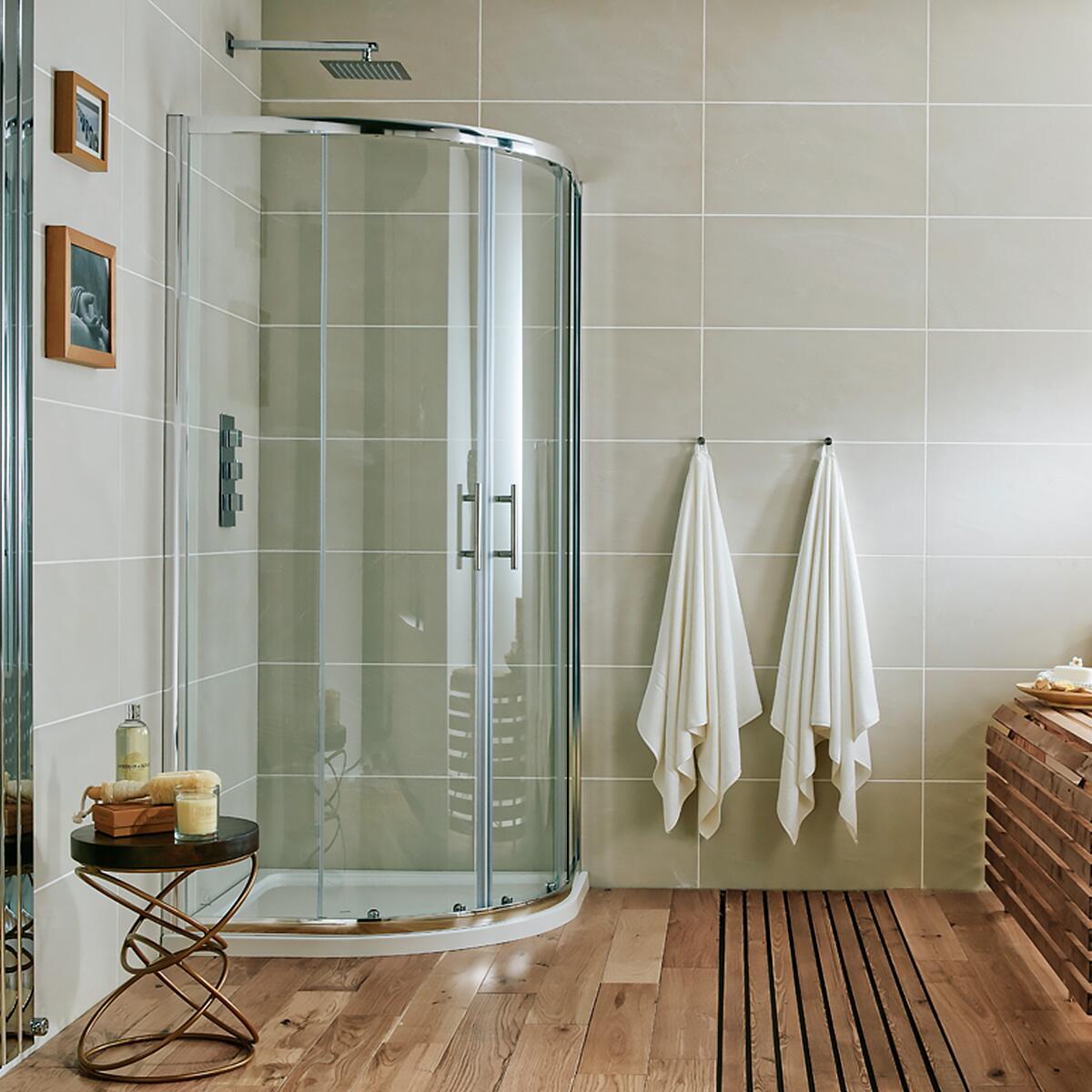 Scudo S6 double door quadrant shower enclosure, 900mm x 900mm, 6mm clear glass, chrome frame
