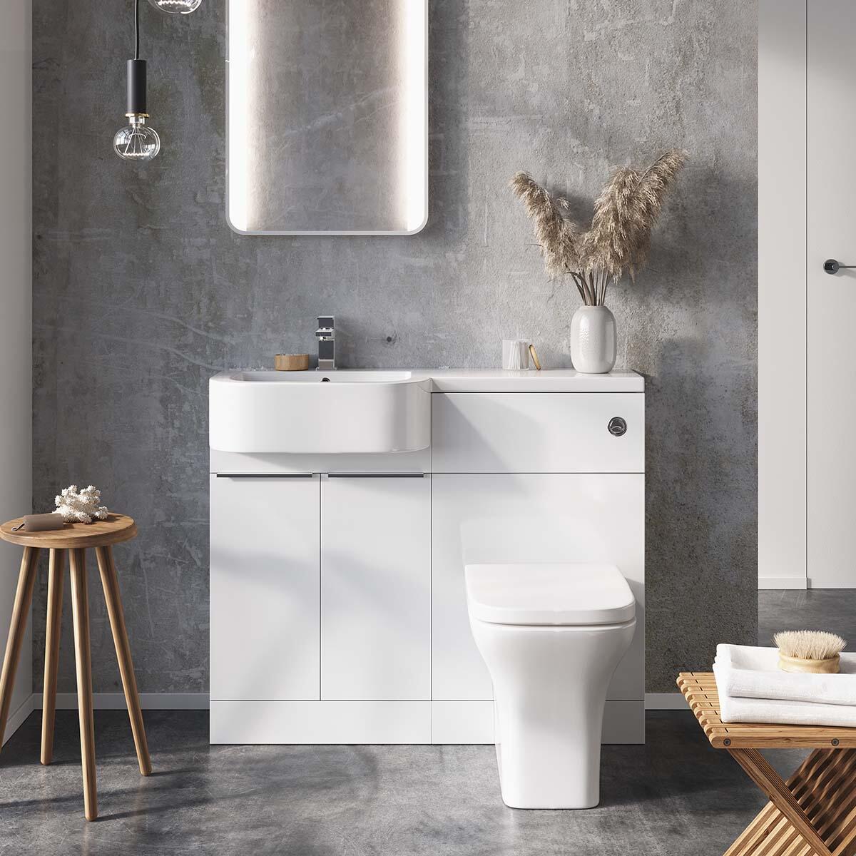 Scudo Carlo 514mm white MDF floorstanding vanity unit with soft-close doors