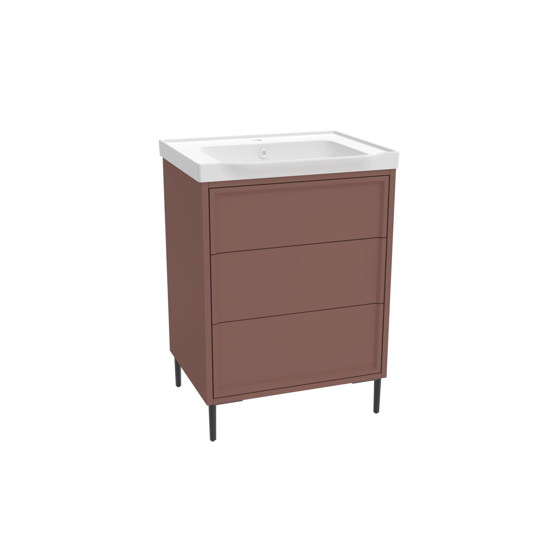 Scudo Bota 610mm freestanding vanity unit, Earth Red painted MDF