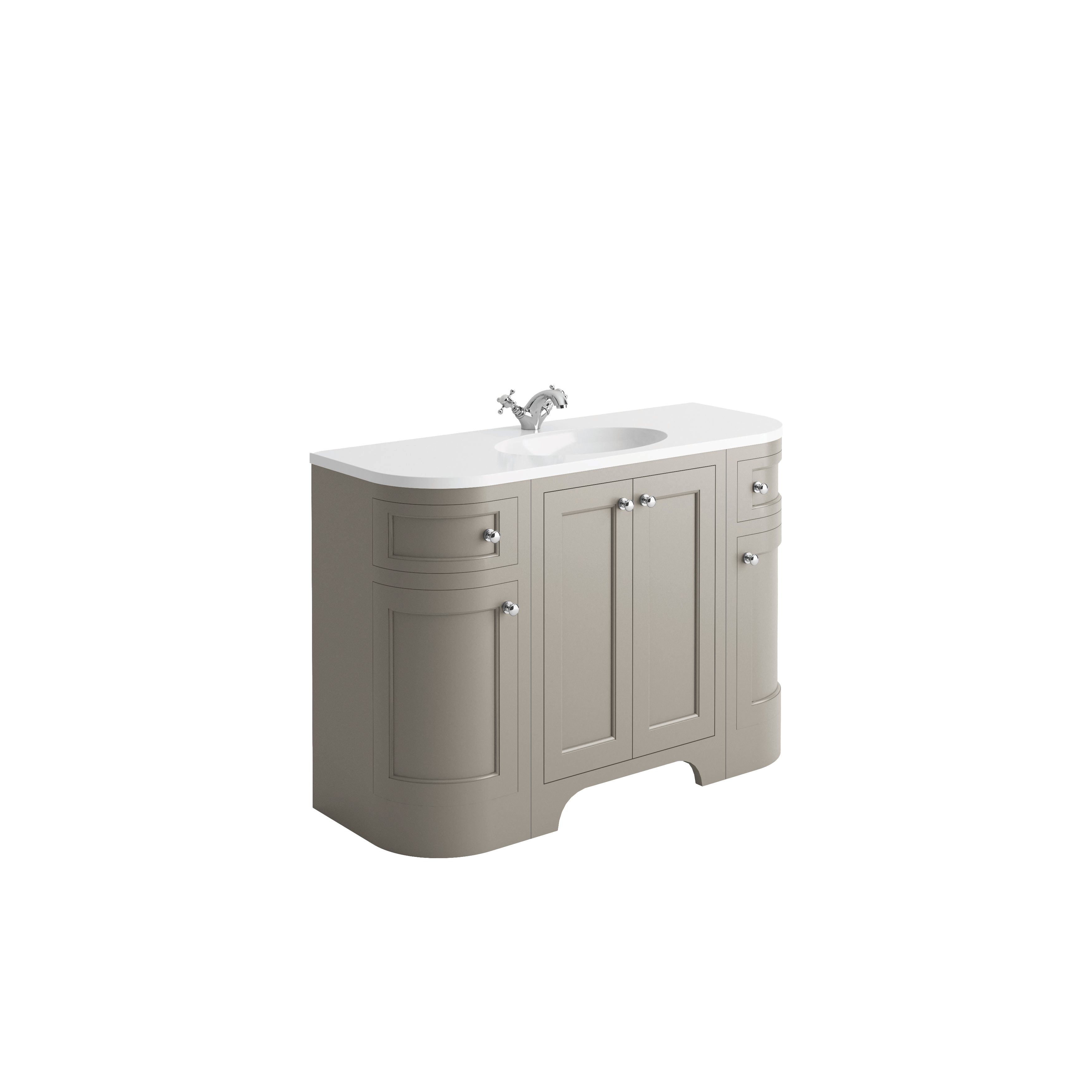 Scudo Brunswick 300mm left hand return unit, dovetail grey, curved, traditional floorstanding