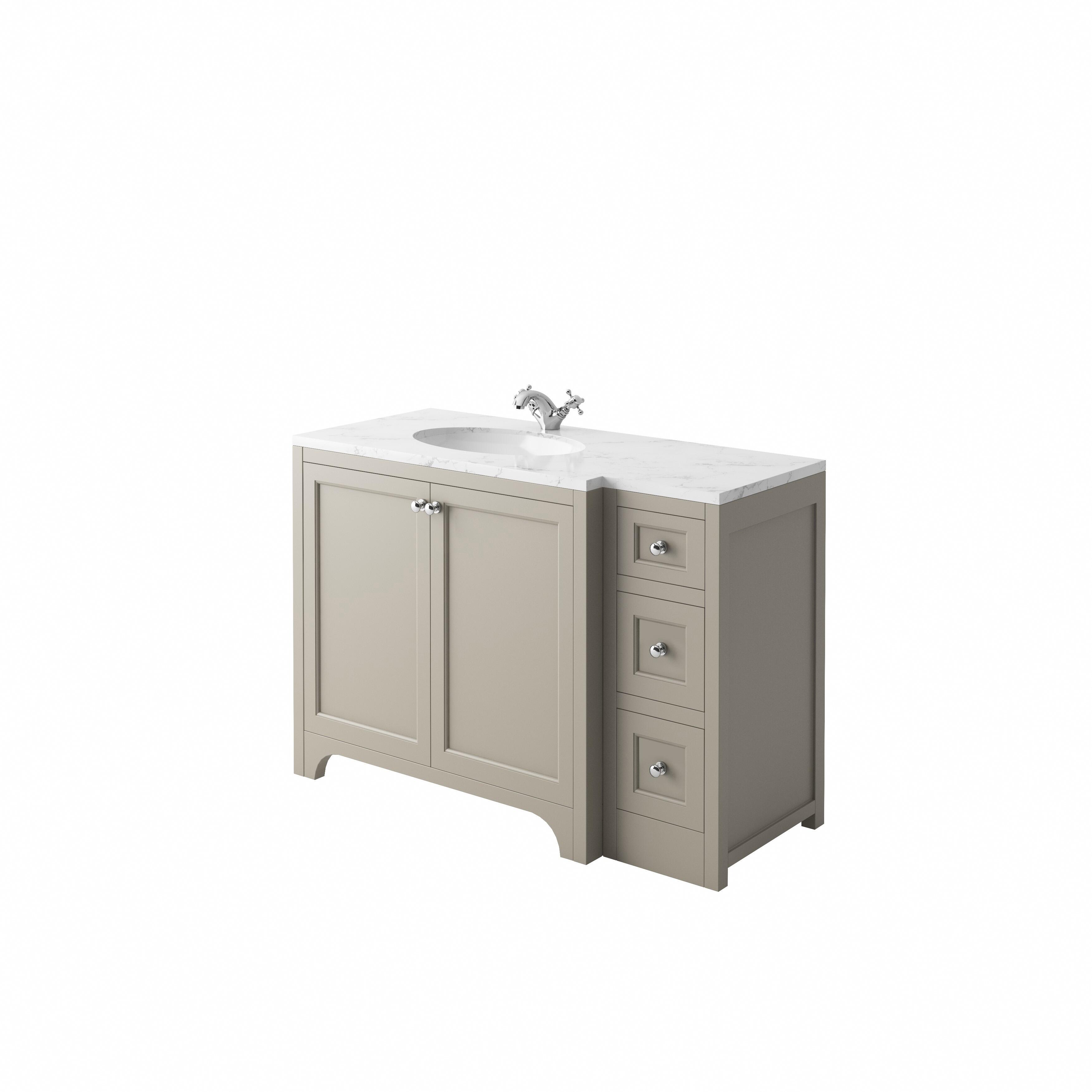 Scudo Brunswick 900mm floorstanding vanity unit, Dovetail Grey, traditional style