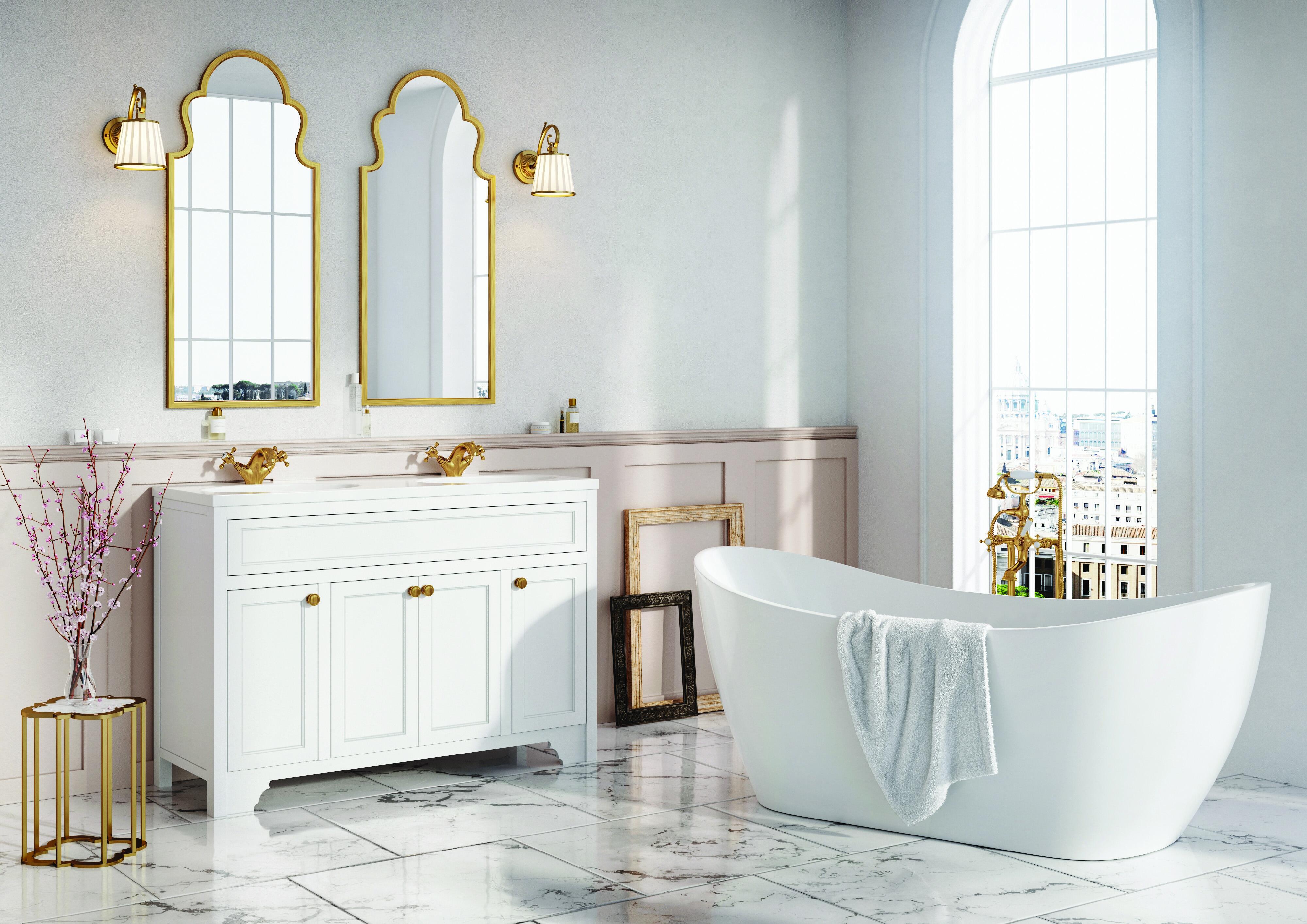 Scudo Duchy 1200mm floorstanding vanity unit in Arctic White, traditional style