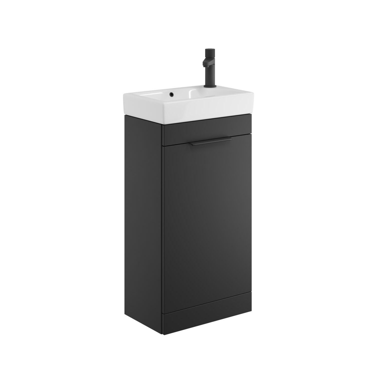 Scudo Esme 470mm freestanding cloakroom unit in black MFC