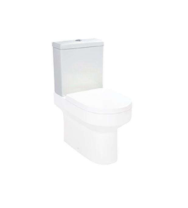 Scudo Spa white ceramic close coupled cistern with push button flush, 385mm H x 364mm W x 152mm D