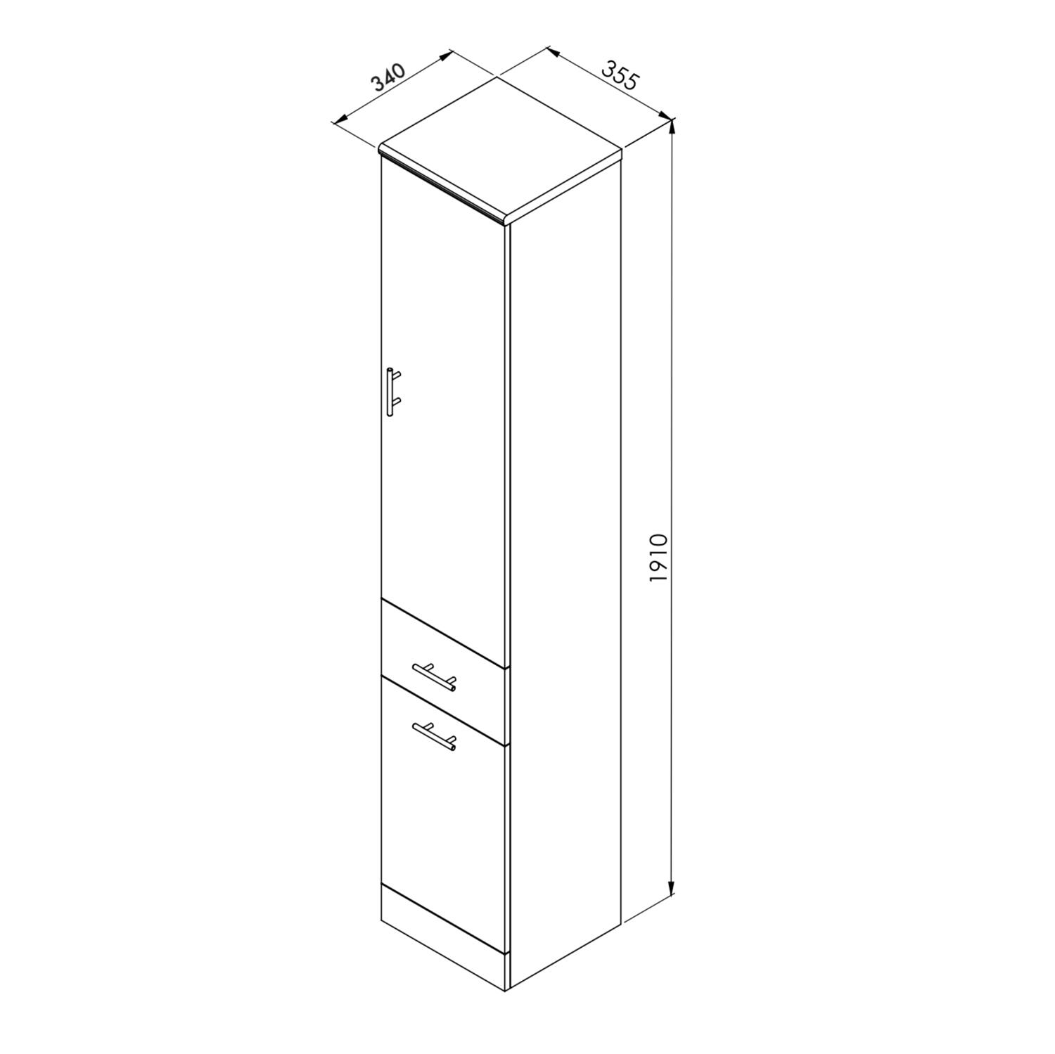 Scudo Lanza Anthracite floorstanding tall boy unit, 355mm wide, 1910mm high