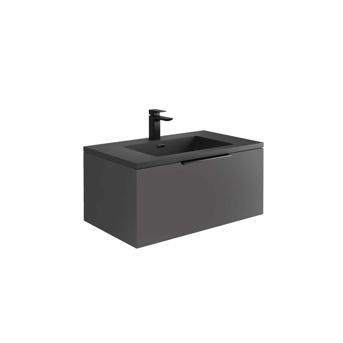 Scudo Ambience 790mm wall hung vanity unit, Matt Grey MDF, contemporary style