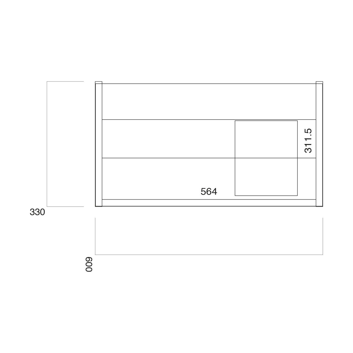Scudo Muro wall hung vanity unit in gloss white MDF, 600mm wide with contemporary design