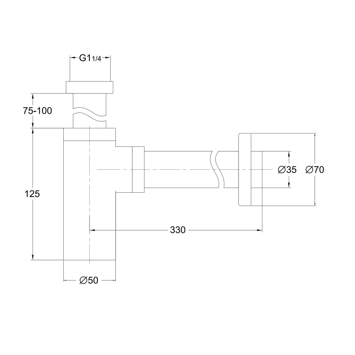 Scudo Minimalist Matt Black bottle trap for basin, contemporary design