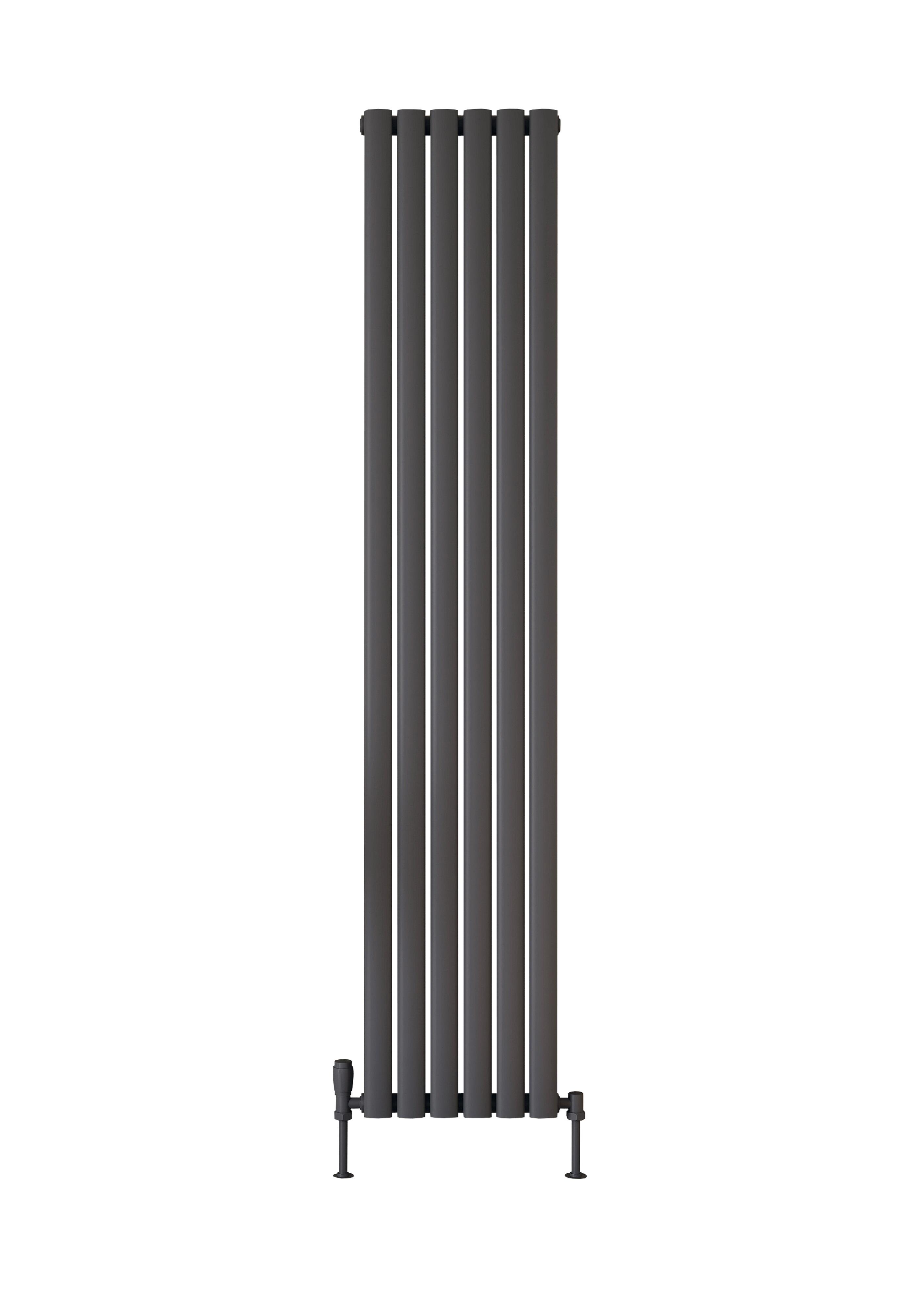 Scudo Apex anthracite designer radiator, single panel vertical, 1800mm height