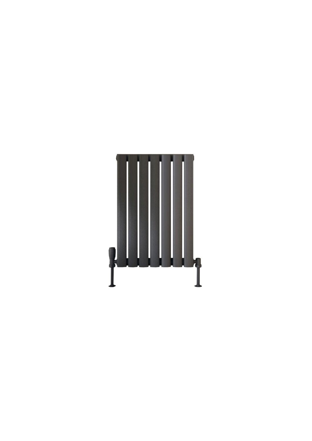 Scudo Apex designer radiator in anthracite finish, single panel, 600mm height x 413mm width