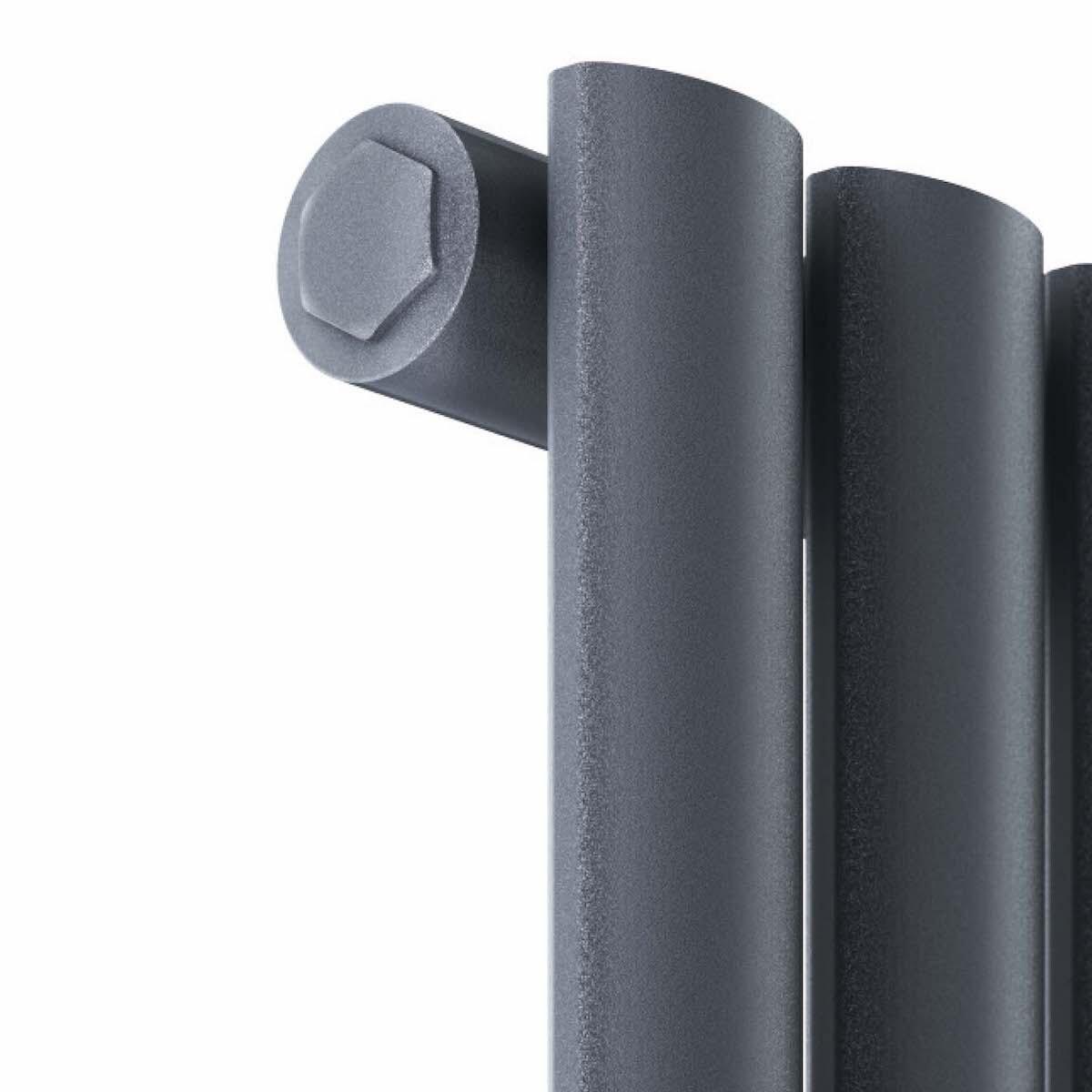 Scudo Apex anthracite designer radiator, single panel, 600mm x 826mm steel construction