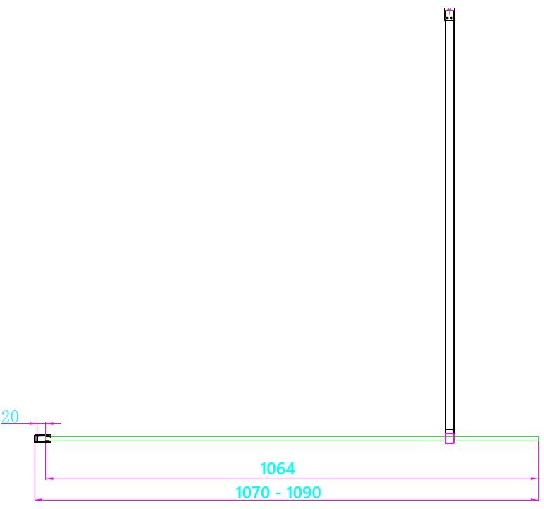 Scudo 10mm clear glass shower panel, 1100mm wide, 2000mm high, without wall profile