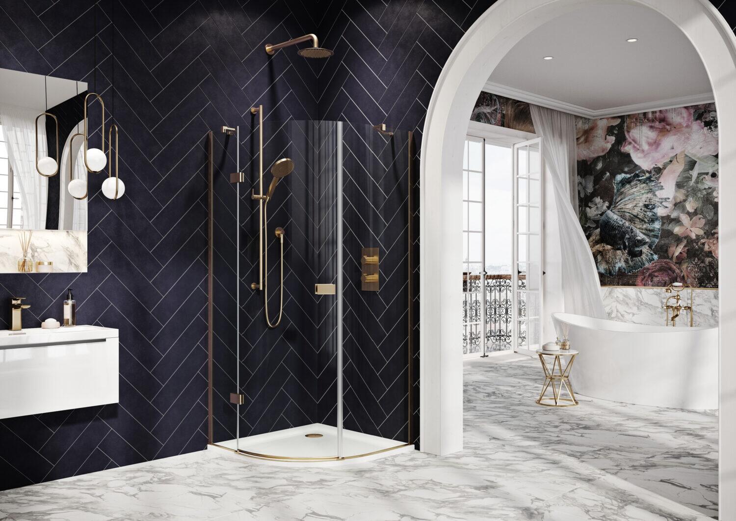Scudo Athena hinged quadrant shower door accessory pack, brushed bronze finish