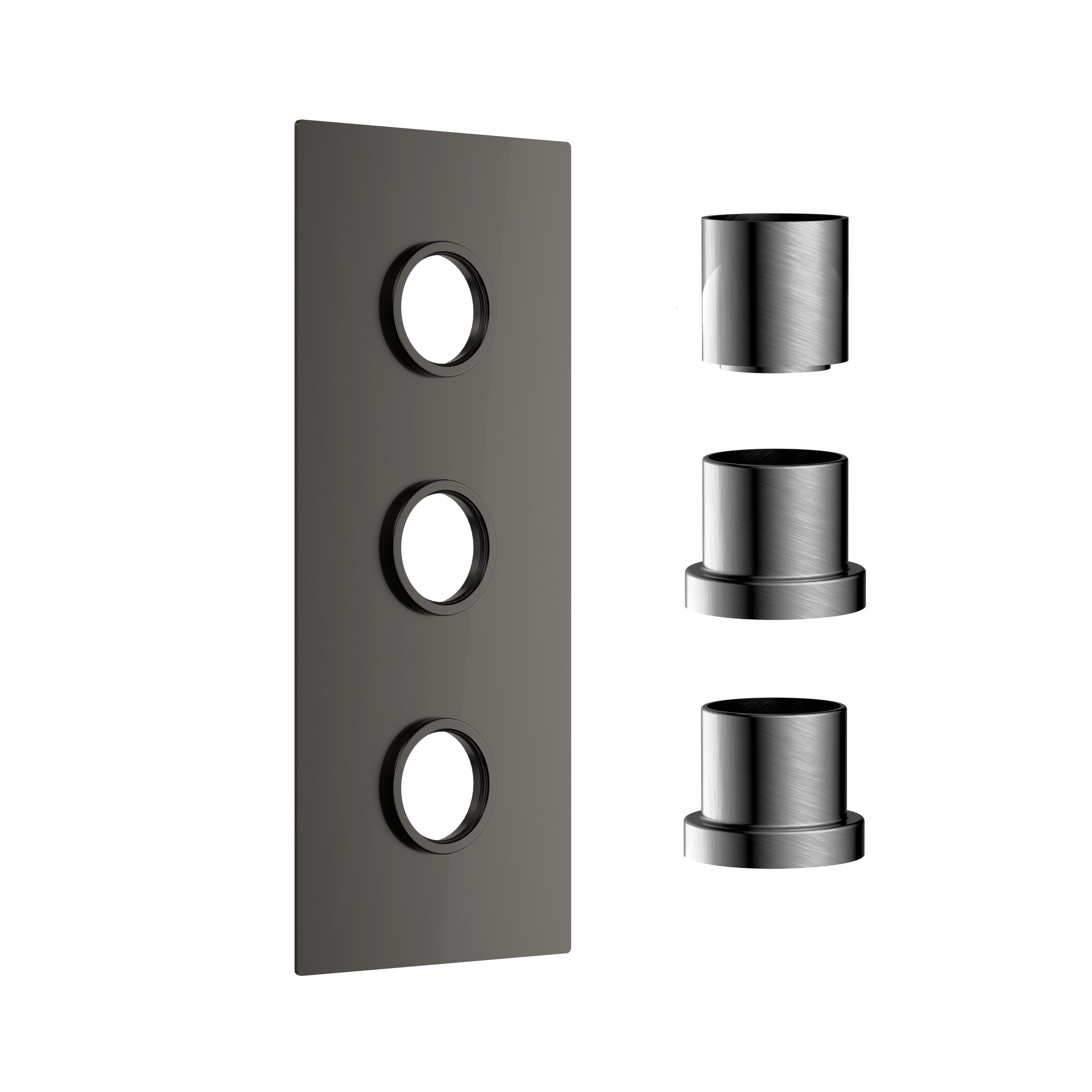 Scudo Colour concealed shower plate, 2 outlets, gun metal finish, wall mounted, stainless steel.
