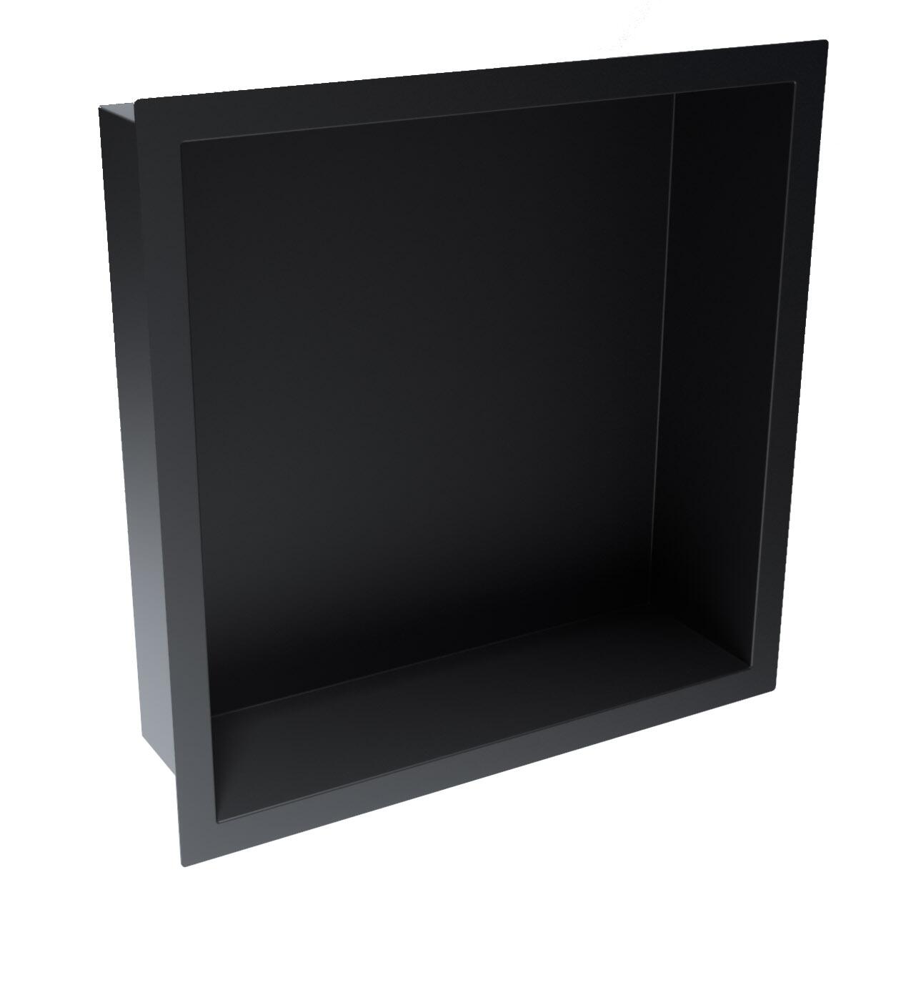 Scudo Inset Shower Niche, matt black 304 stainless steel, 300x300mm