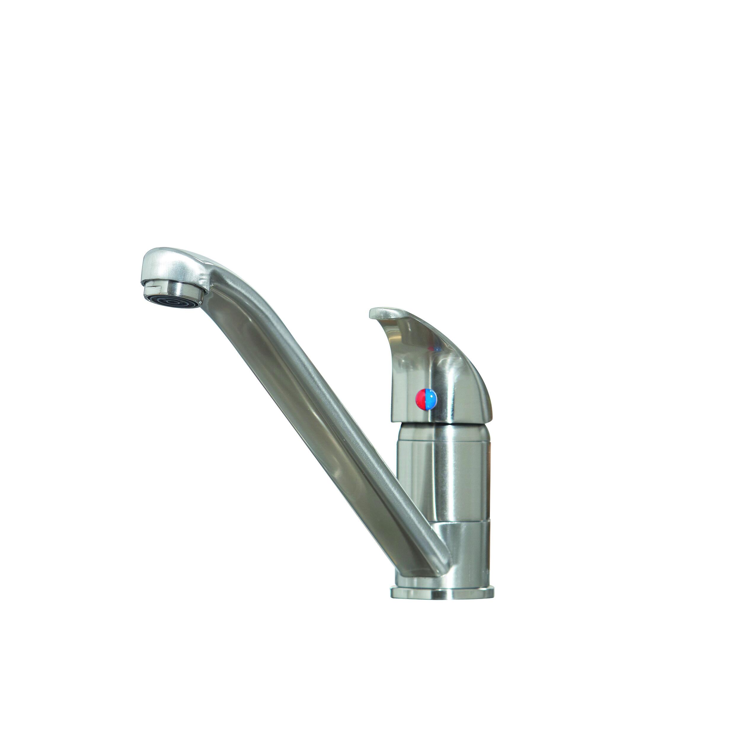 Scudo Arruba brushed nickel mono mixer kitchen tap with lever handle and swivel spout