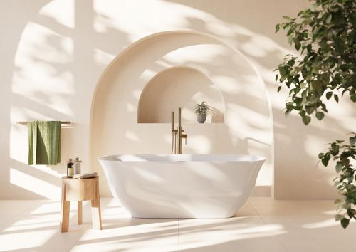 Scudo Coral gloss white acrylic freestanding oval bath 1700mm x 750mm