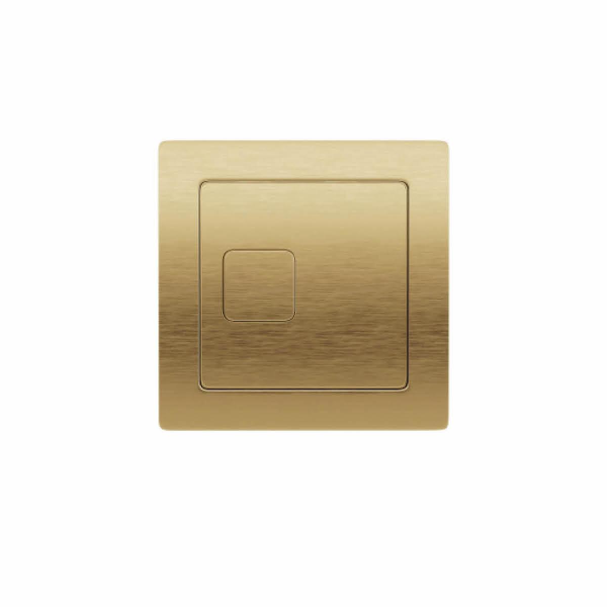 Scudo Square Flush Button in Brushed Brass finish, made from ABS material.