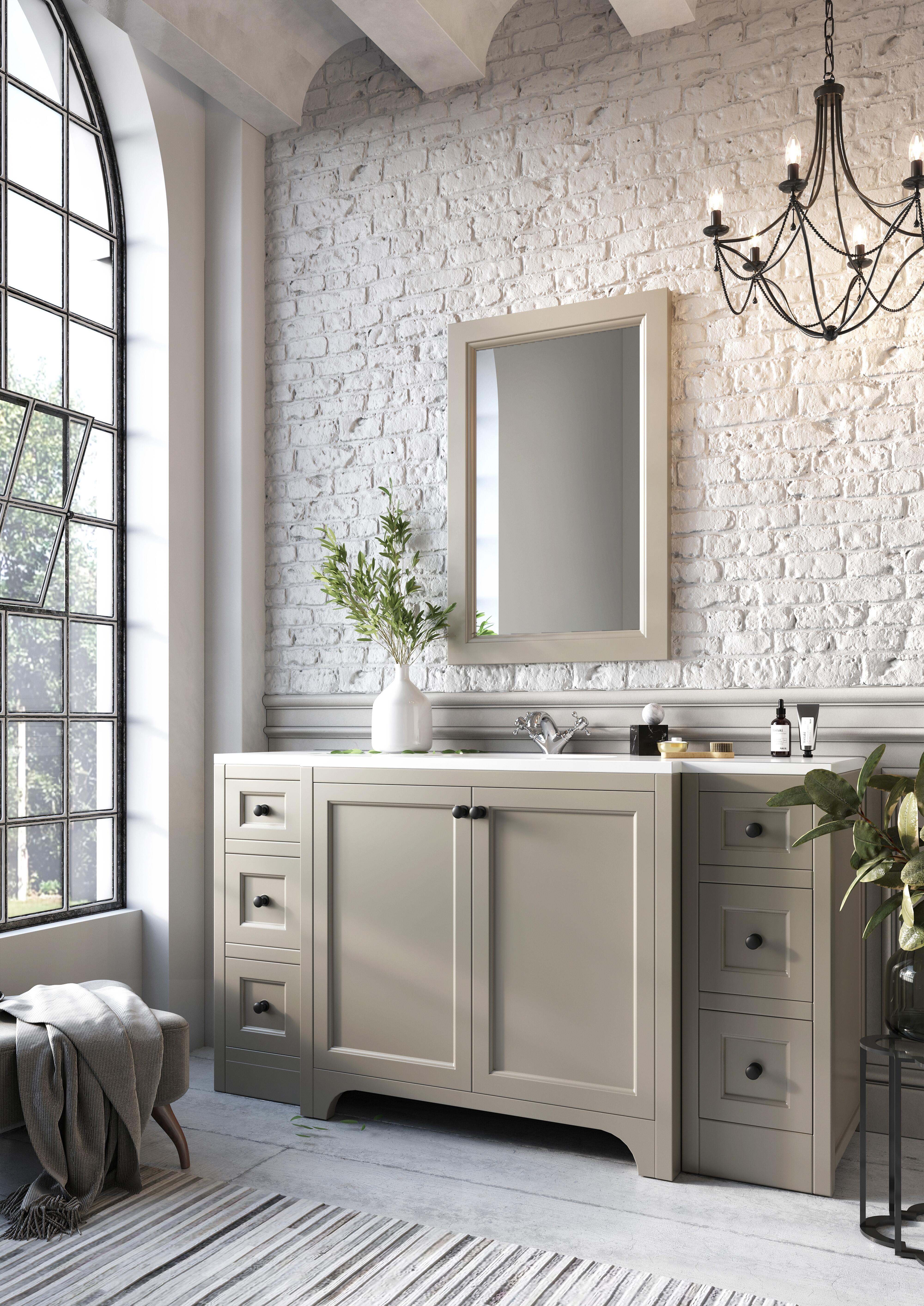 Scudo Brunswick 900mm floorstanding vanity unit, Dovetail Grey, traditional style