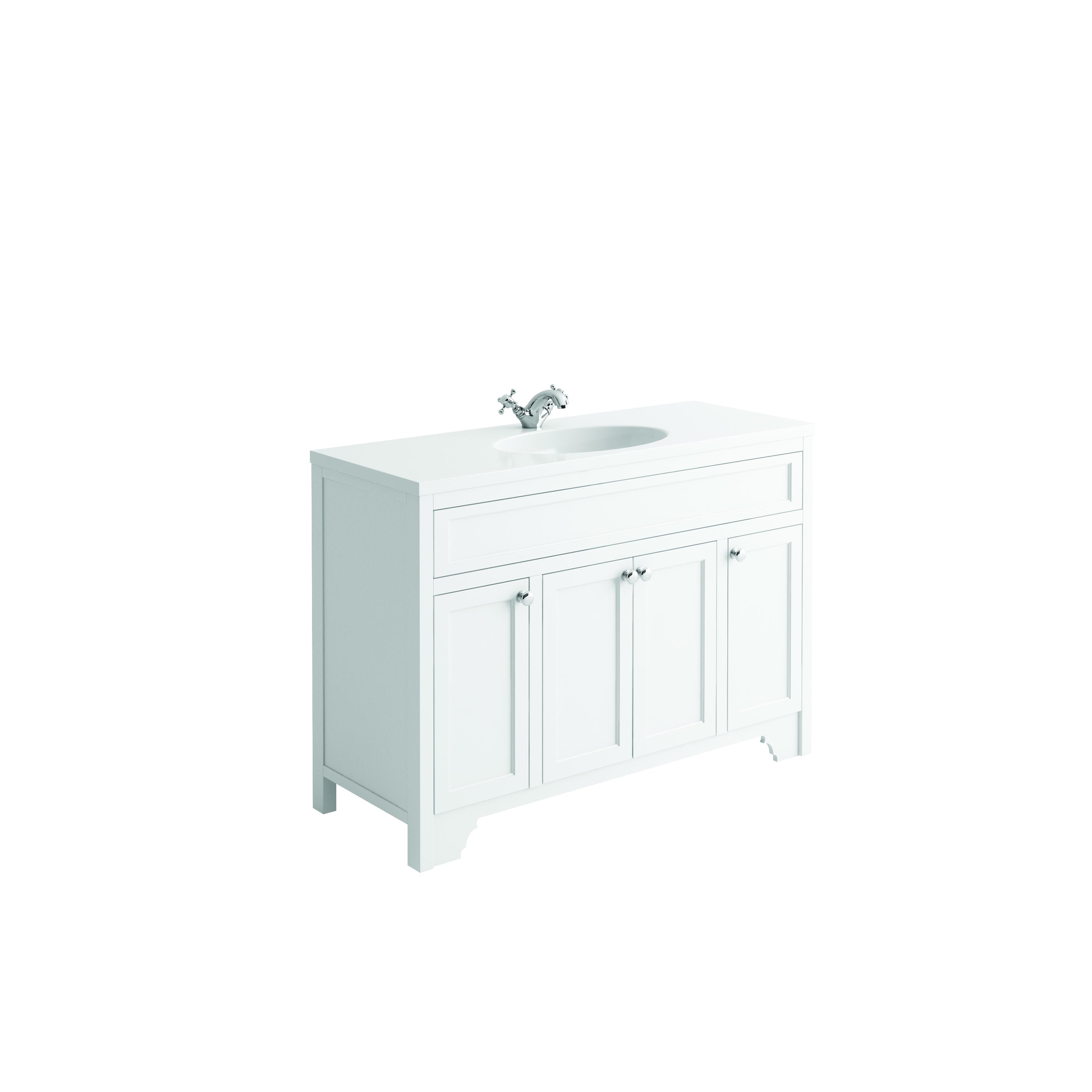 Scudo Duchy 1200mm floorstanding vanity unit in Arctic White, traditional style