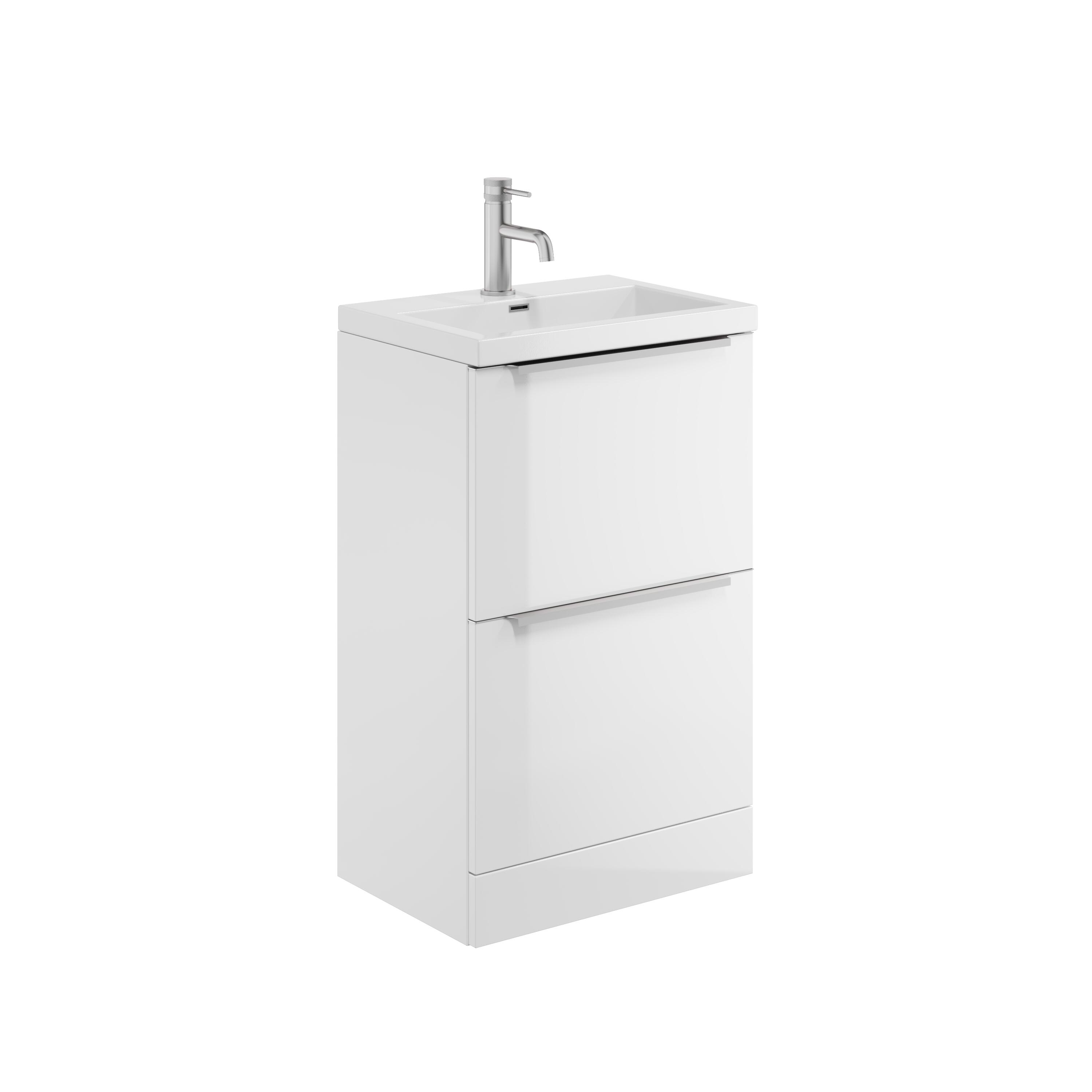 Scudo Muro PLUS 530mm gloss white 2 drawer floorstanding basin unit