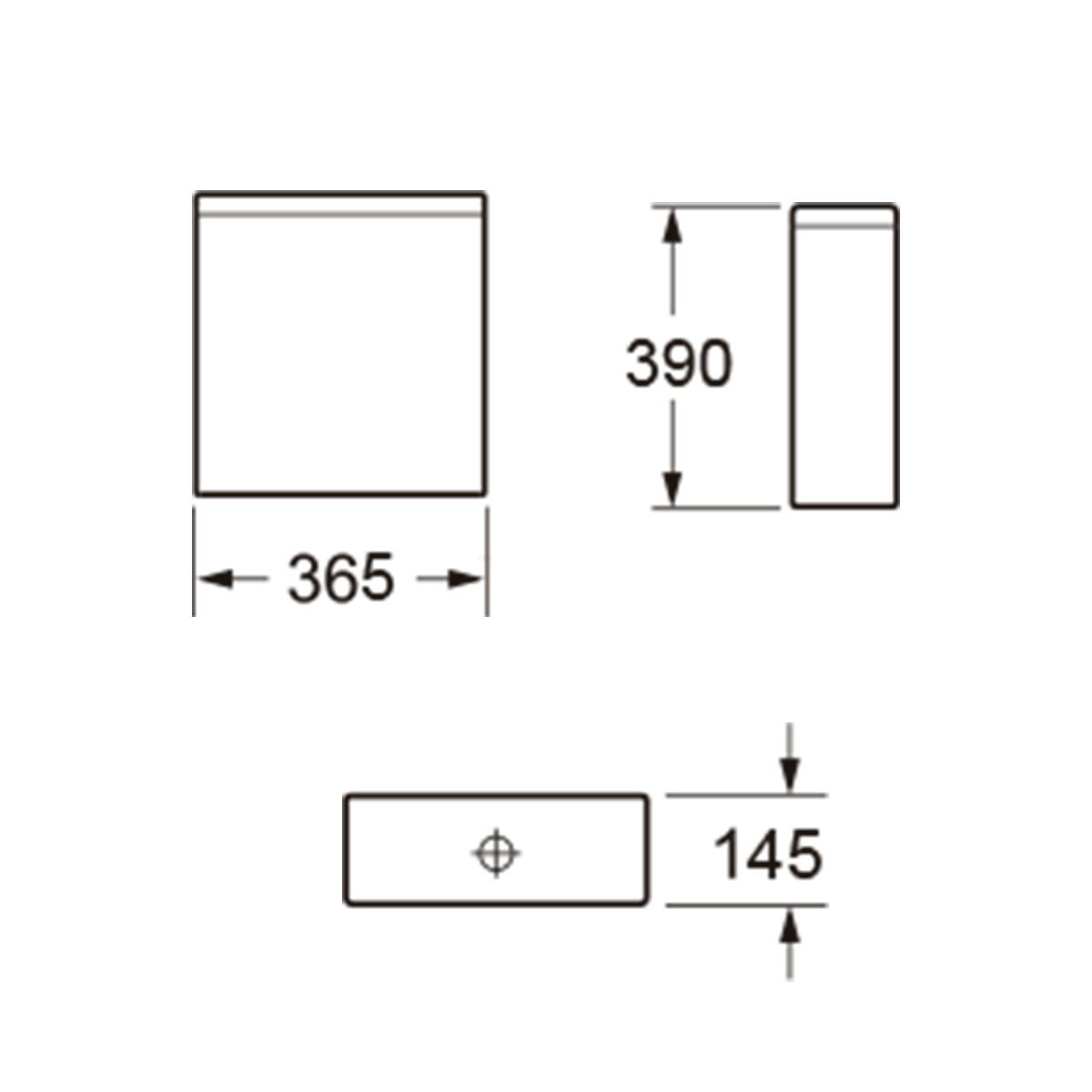 Scudo Spa white ceramic close coupled cistern with push button flush, 385mm H x 364mm W x 152mm D