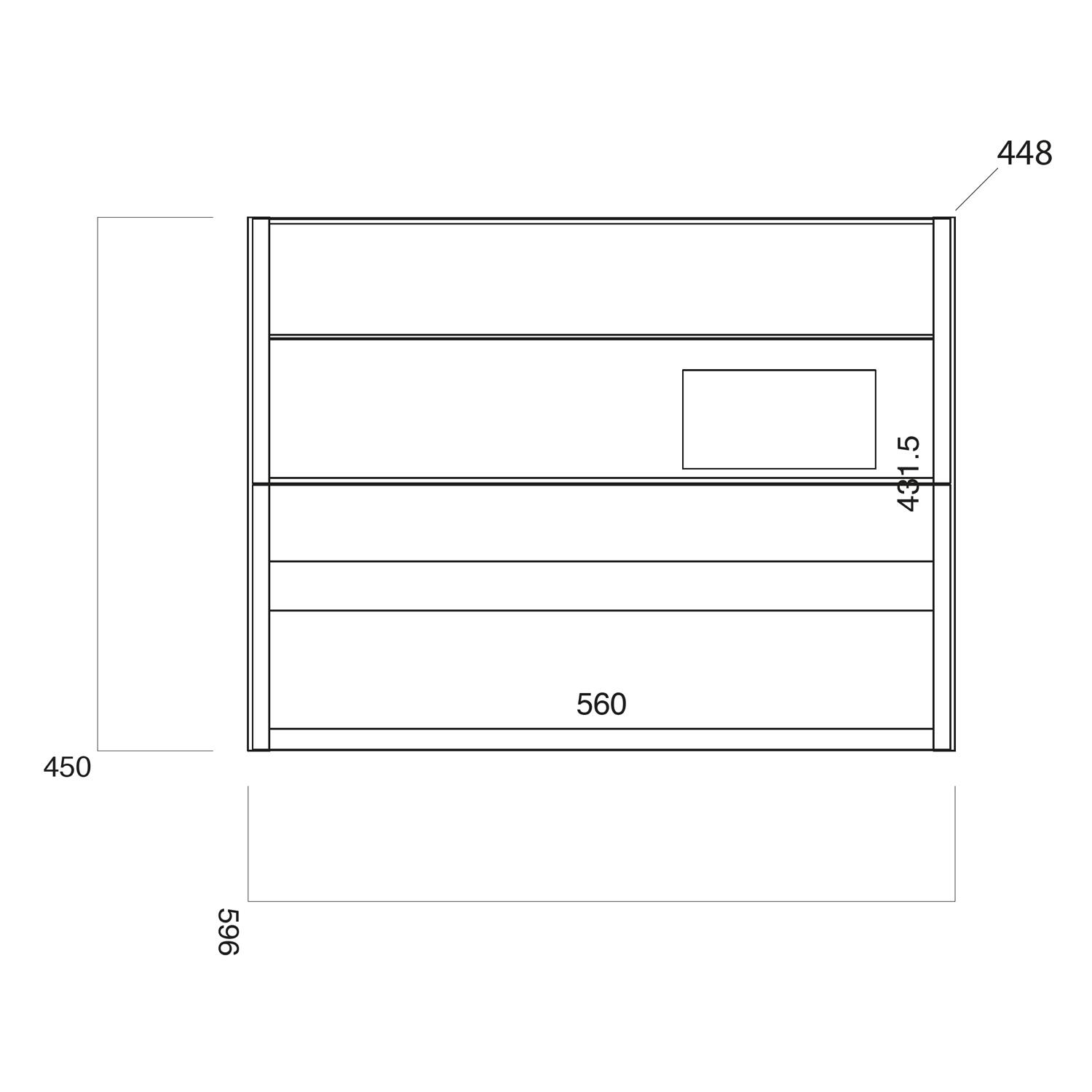 Scudo Bella wall mounted vanity unit in Sonoma Oak melamine finish, contemporary style, 596mm width