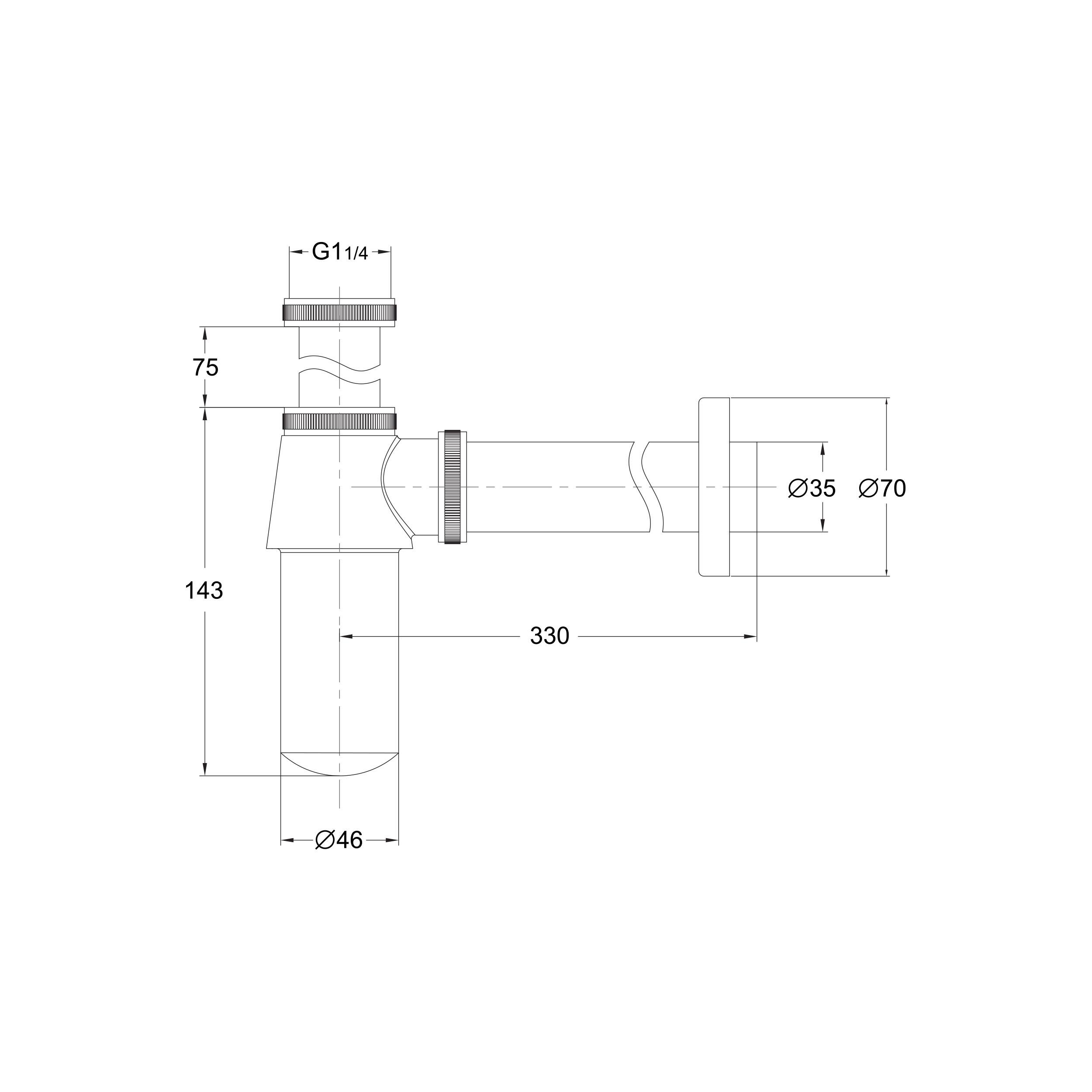 Scudo Round Bottle Trap, polished chrome finish, for basin waste system