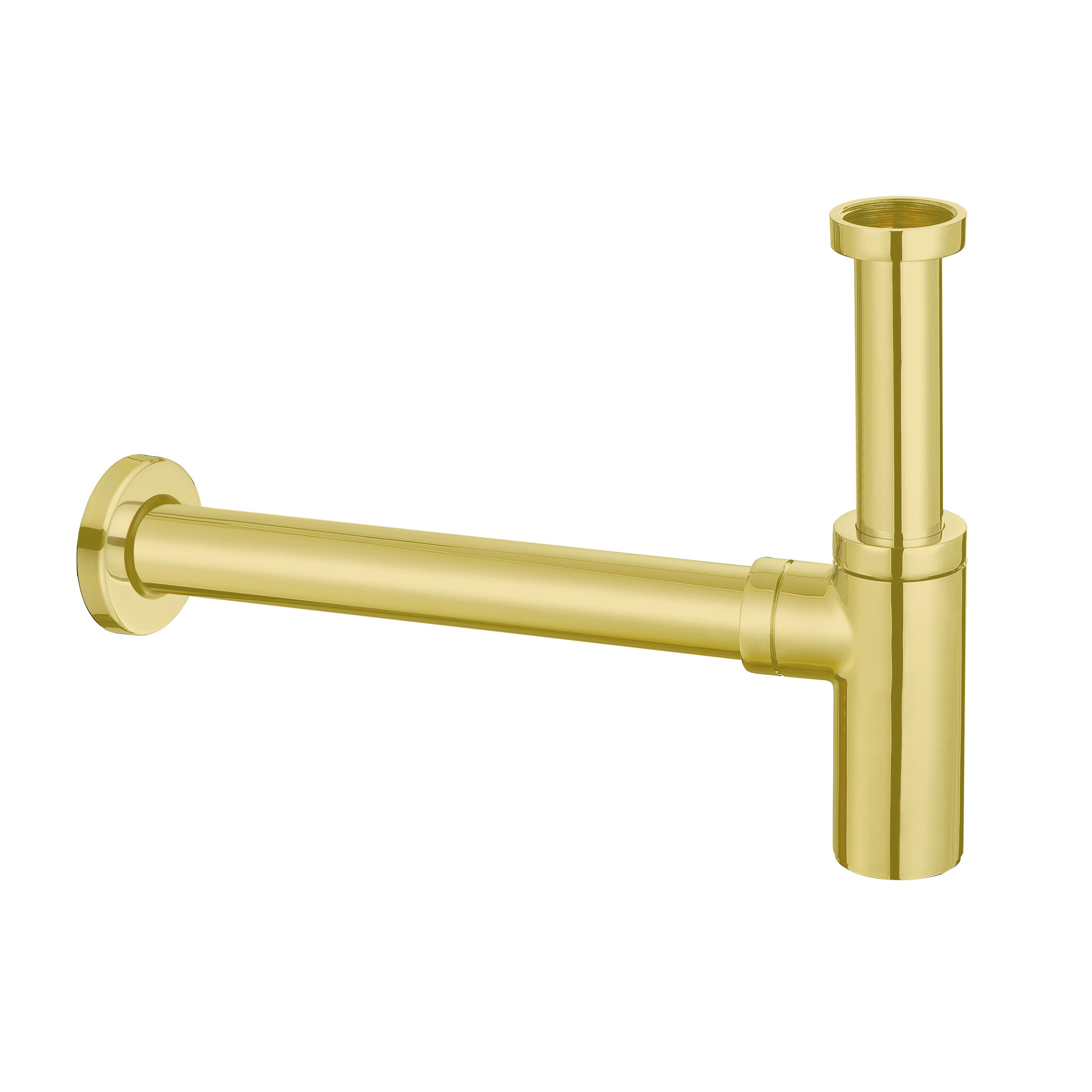 Scudo Minimalist Bottle Trap in brushed brass finish for basin waste