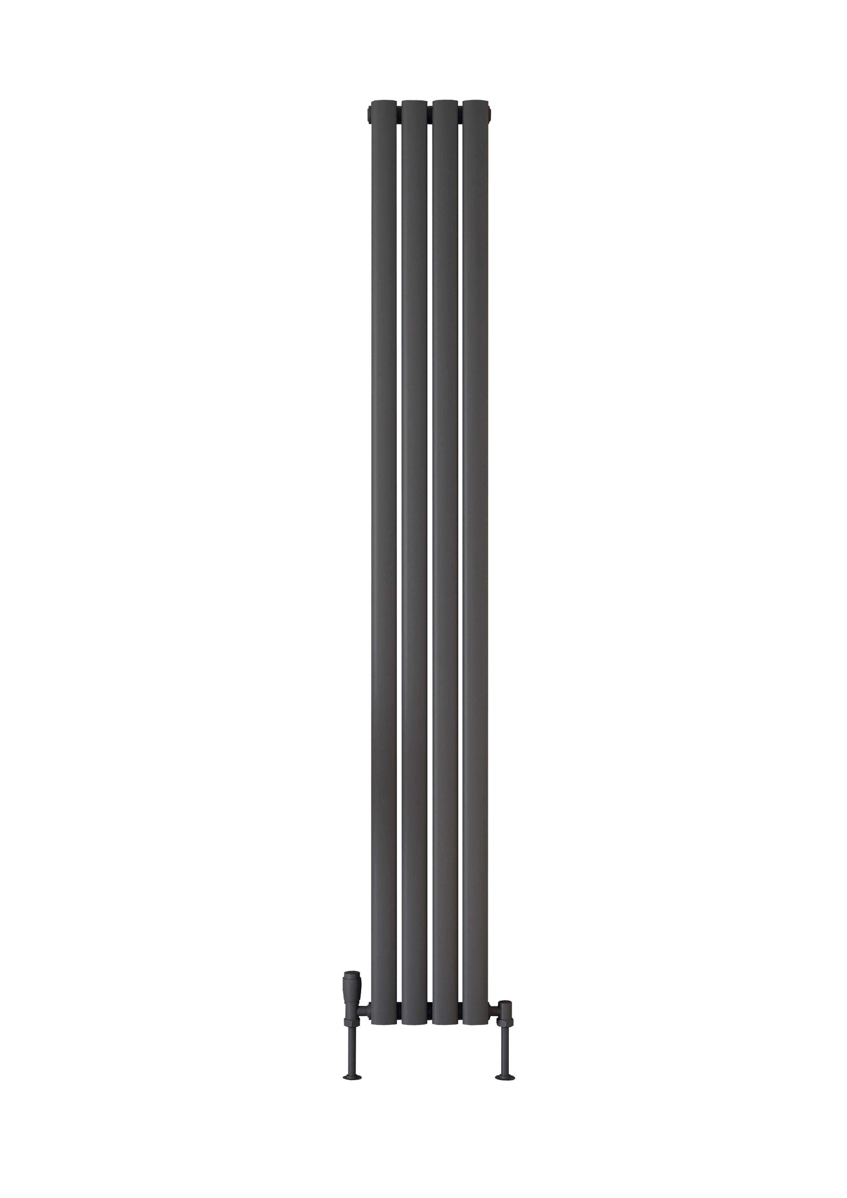 Scudo Apex anthracite steel designer radiator, single panel vertical, 1800mm height