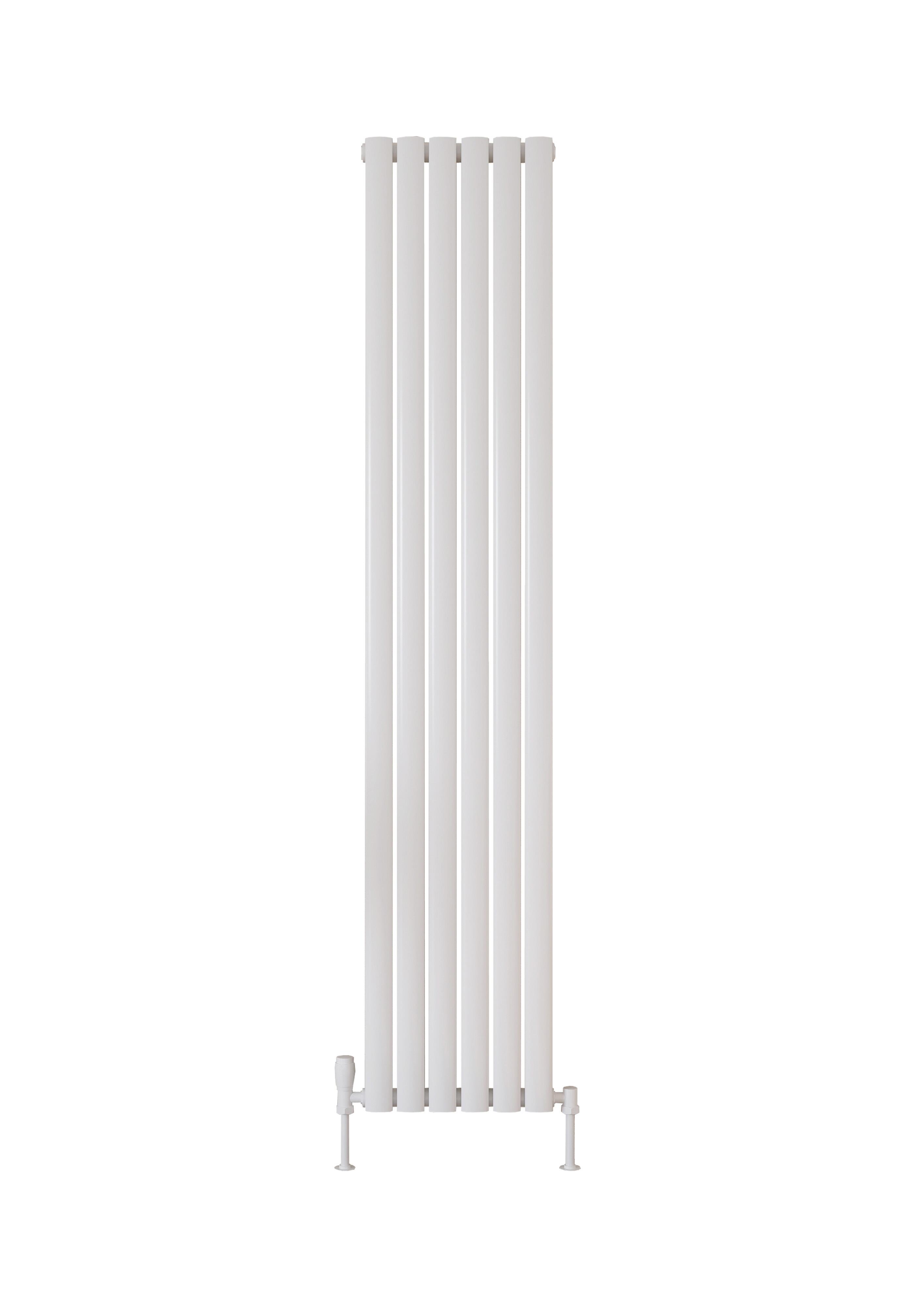 Scudo Apex white steel designer radiator, single panel, 1800mm height, vertical orientation