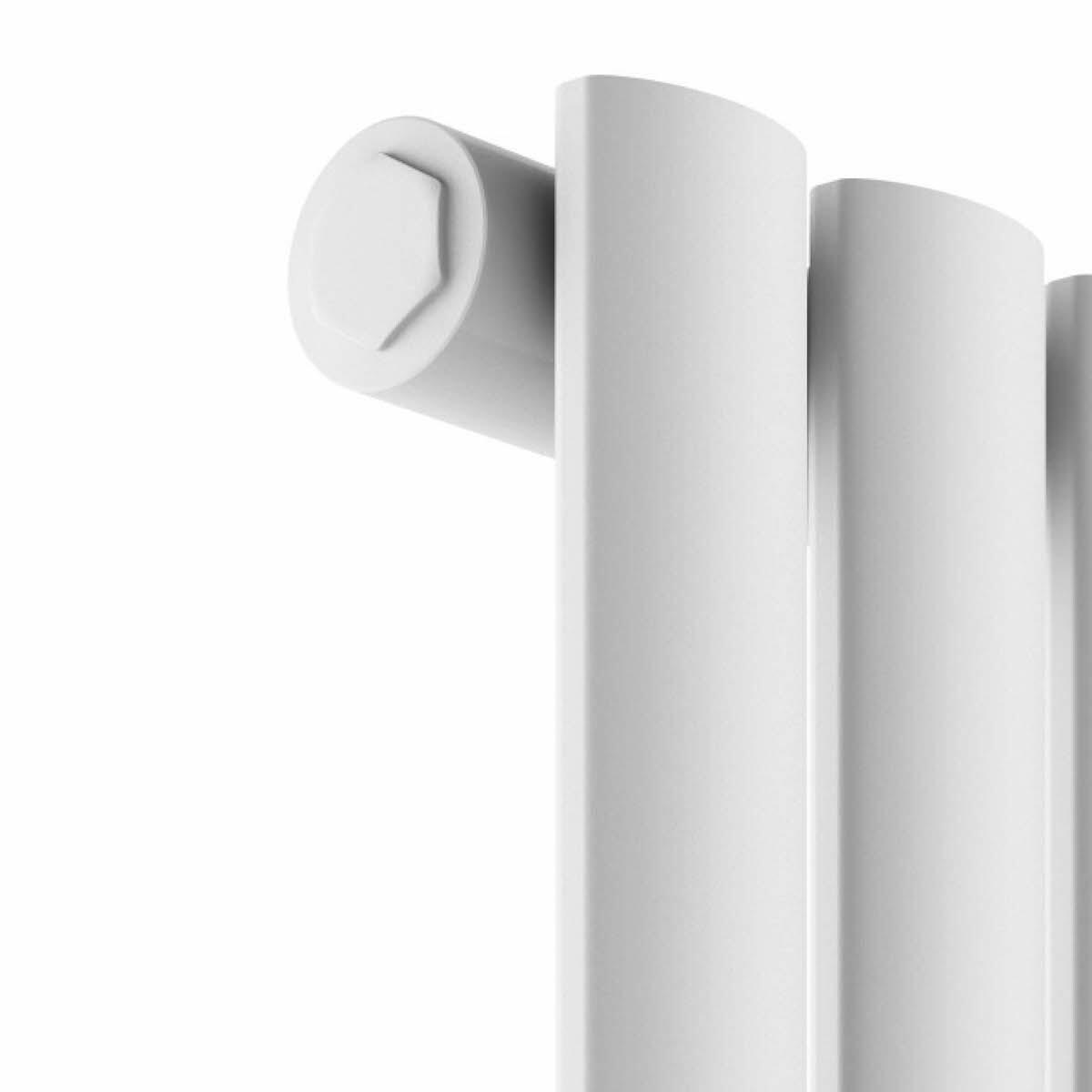 Scudo Apex white steel designer radiator, single panel, 600mm height x 413mm width