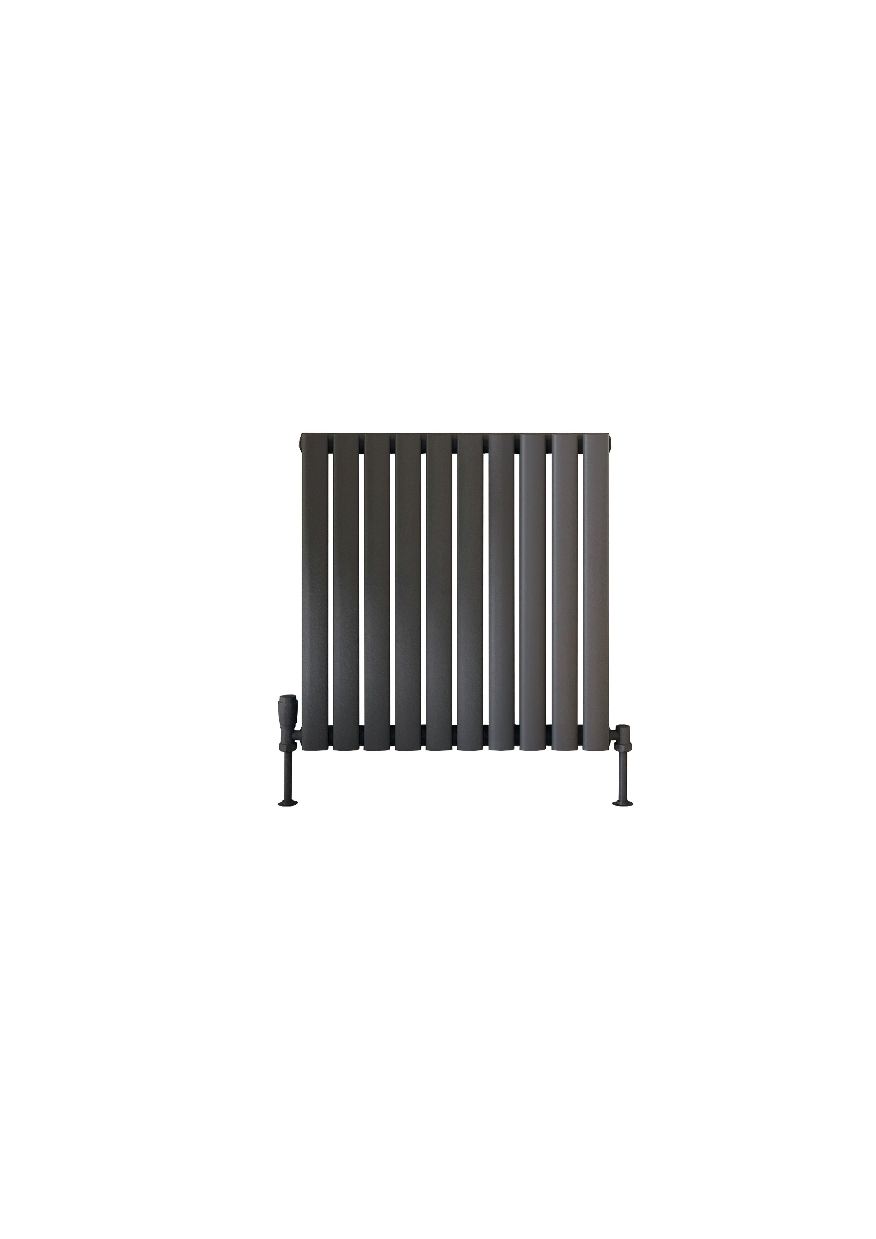 Scudo Apex designer radiator in anthracite finish, single panel vertical design, 600mm x 590mm steel construction