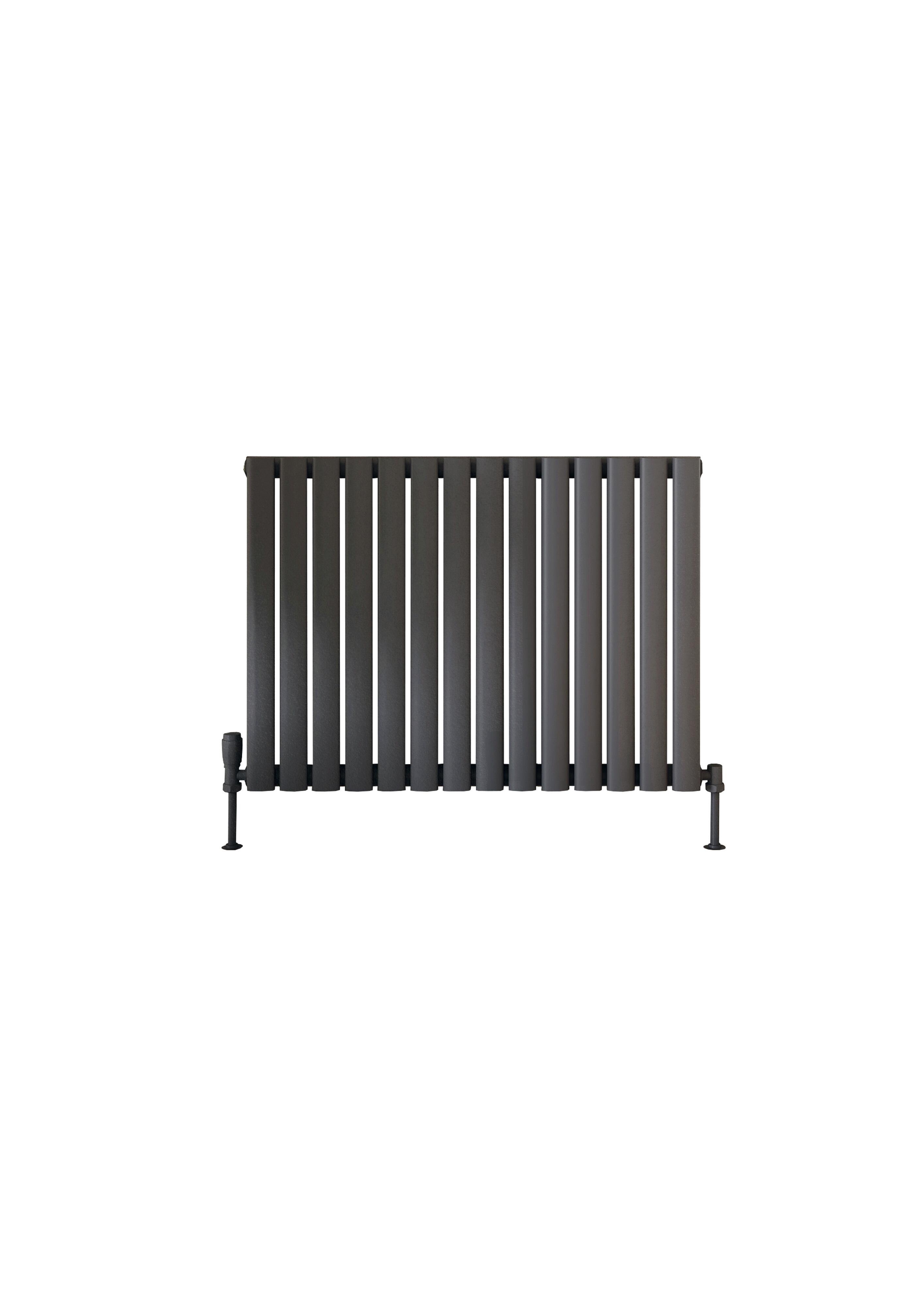 Scudo Apex anthracite designer radiator, single panel, 600mm x 826mm steel construction