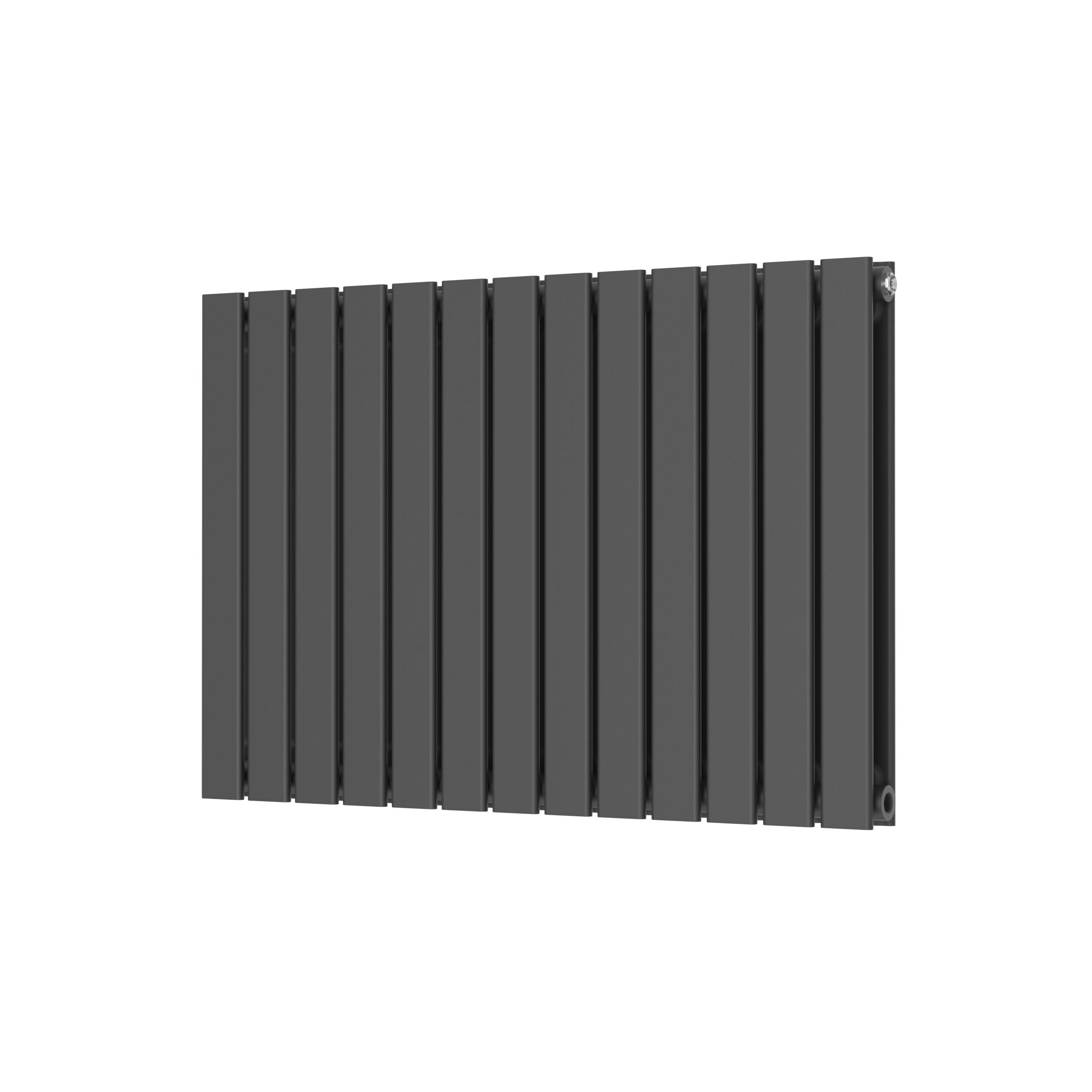Scudo Bravo anthracite designer radiator, double panel, 600mm height x 886mm width