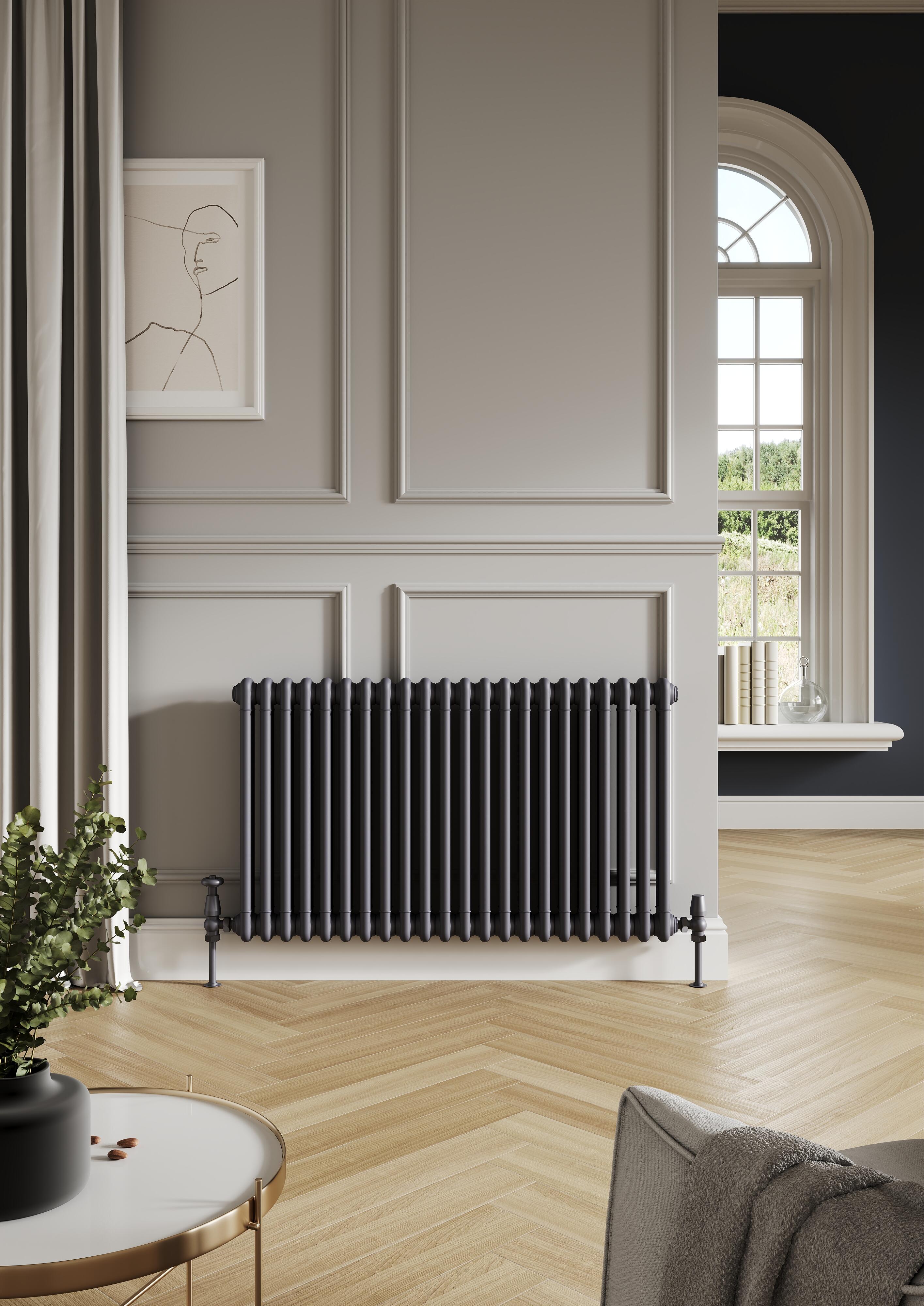 Scudo Column horizontal designer radiator in anthracite finish, 2 column 26 sections, 600x1190mm
