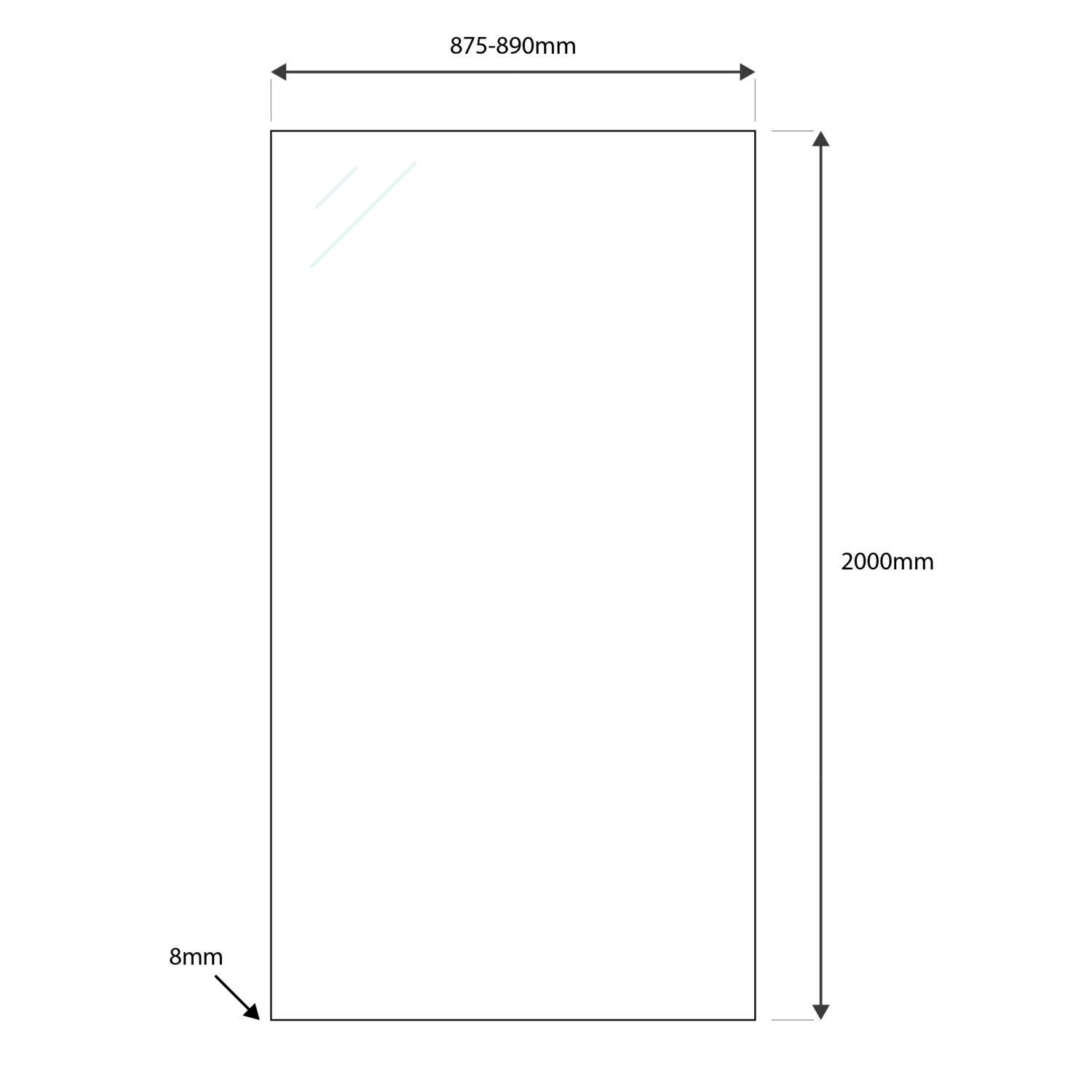 Scudo Momentum 8mm clear glass shower side panel, 900mm x 2000mm