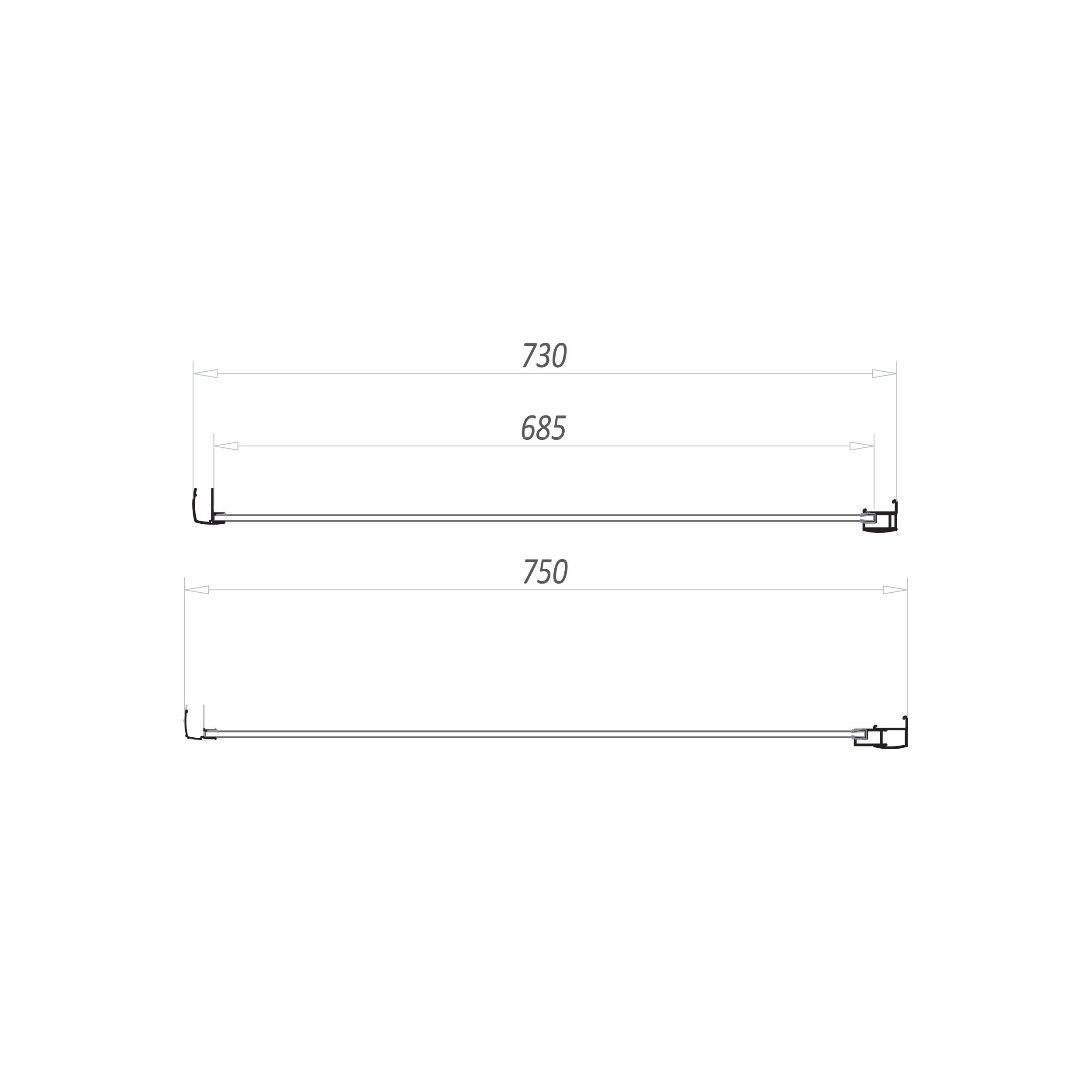 Scudo S6 760mm clear glass side panel with chrome frame