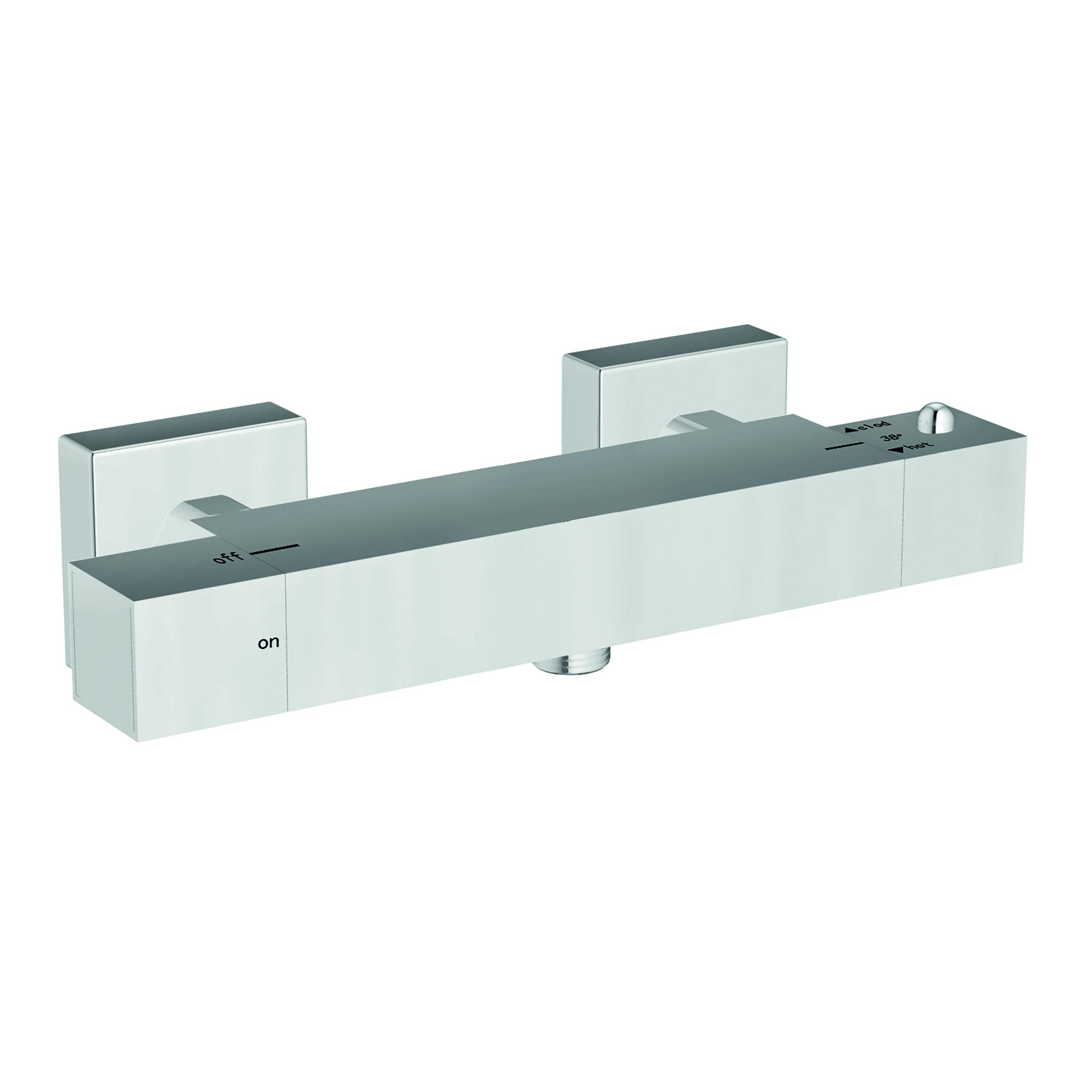 Scudo Lunar square exposed shower valve in Brass/Chrome finish