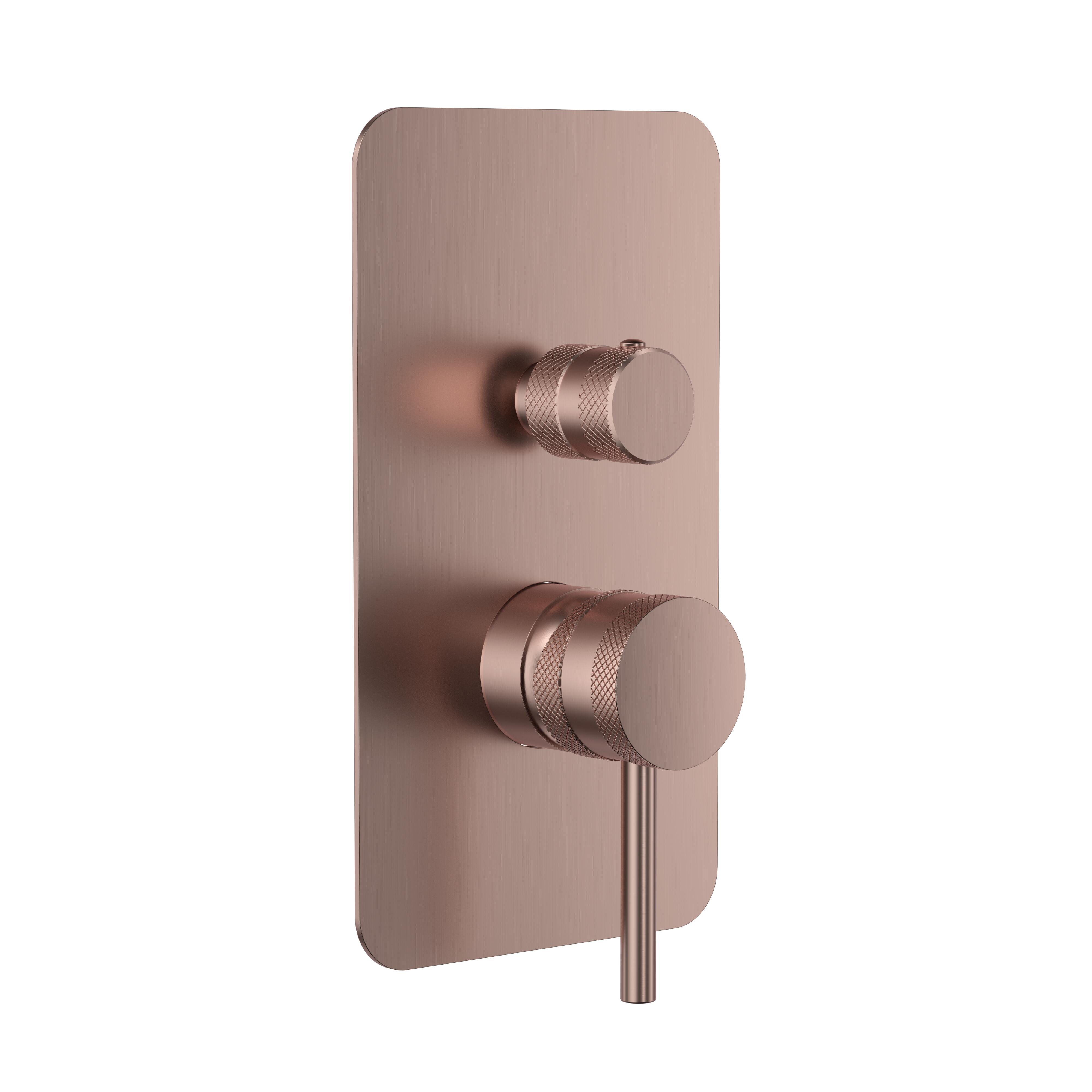 Scudo Core concealed manual dual outlet shower valve, brushed bronze stainless steel