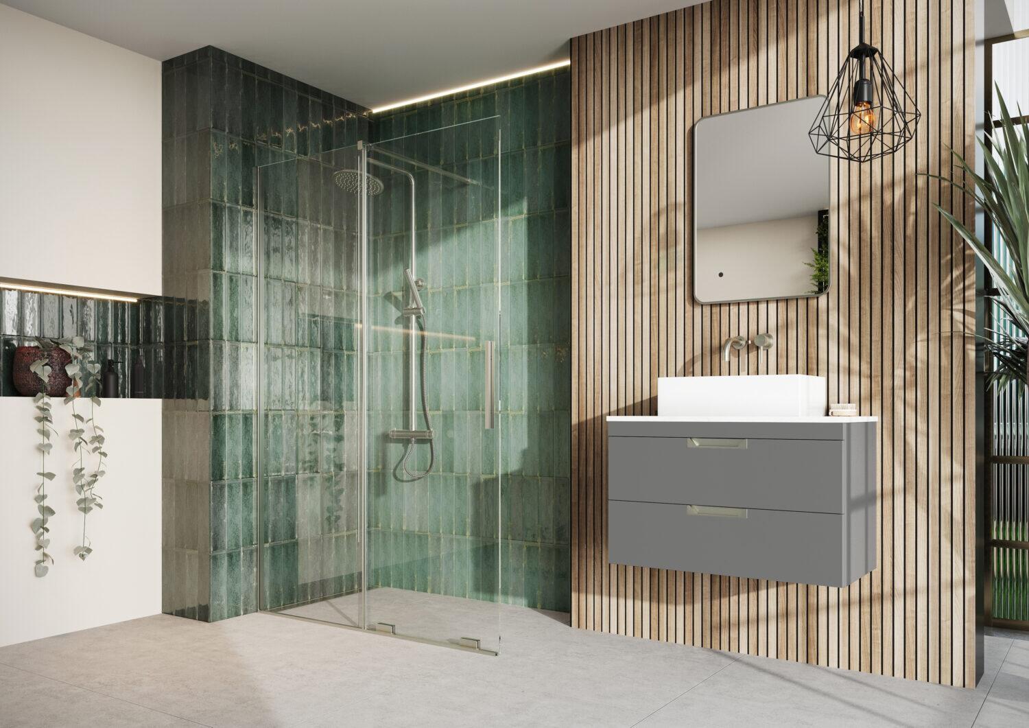 Scudo Momentum shower door profile and accessories pack in brushed nickel finish