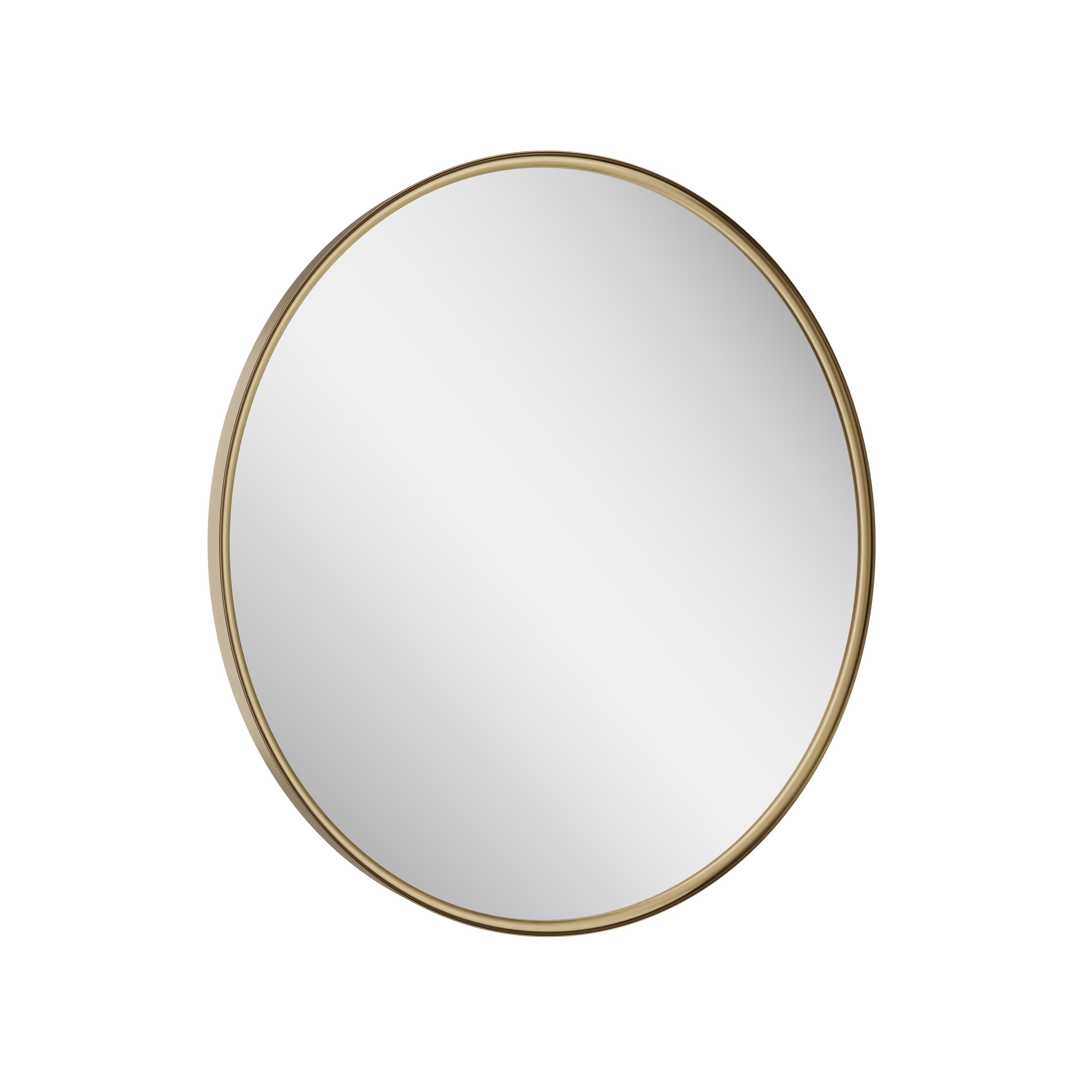 Scudo Macie 600mm round LED mirror in brushed brass finish
