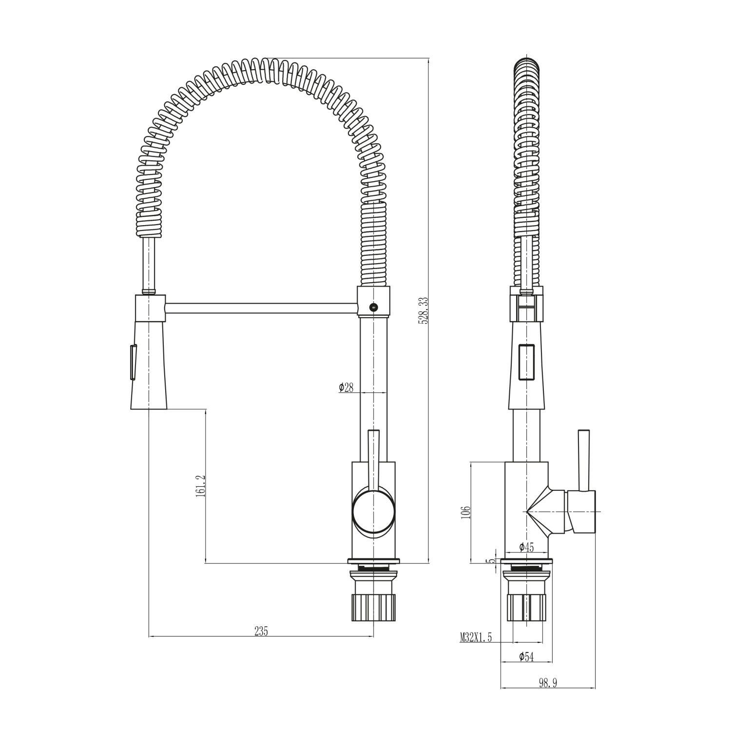 Scudo Tirare chrome 1 tap hole kitchen tap with lever handle and swivel spout