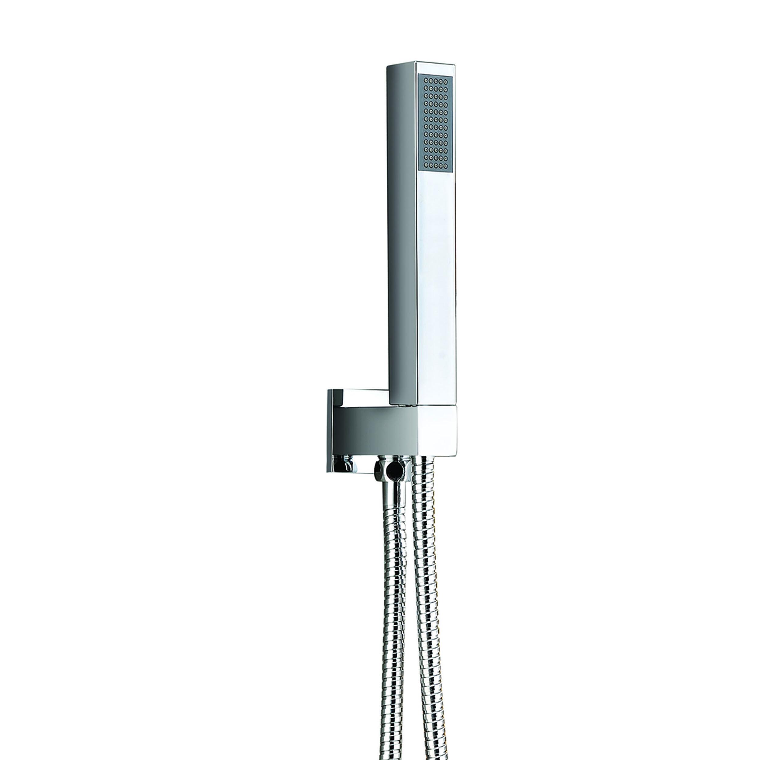 Scudo Square Shower Outlet, Hose and Head in Chrome finish, brass construction